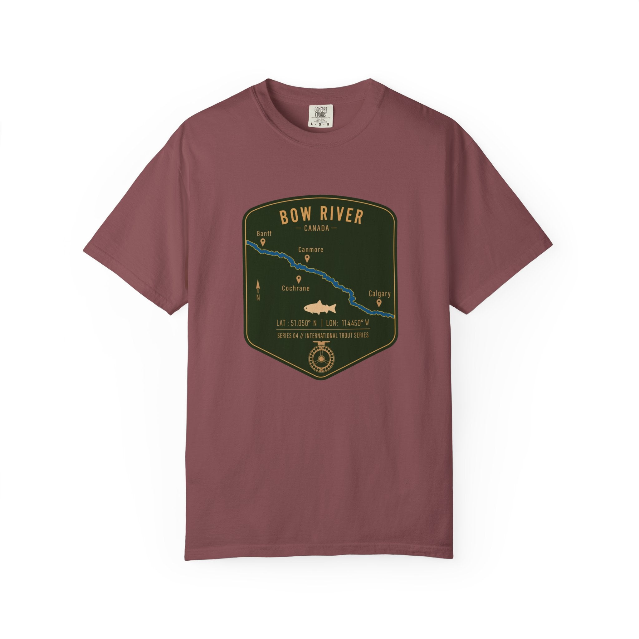Global Series - Bow River Canada Fishing Map T-Shirt | River Map, Trout Graphic