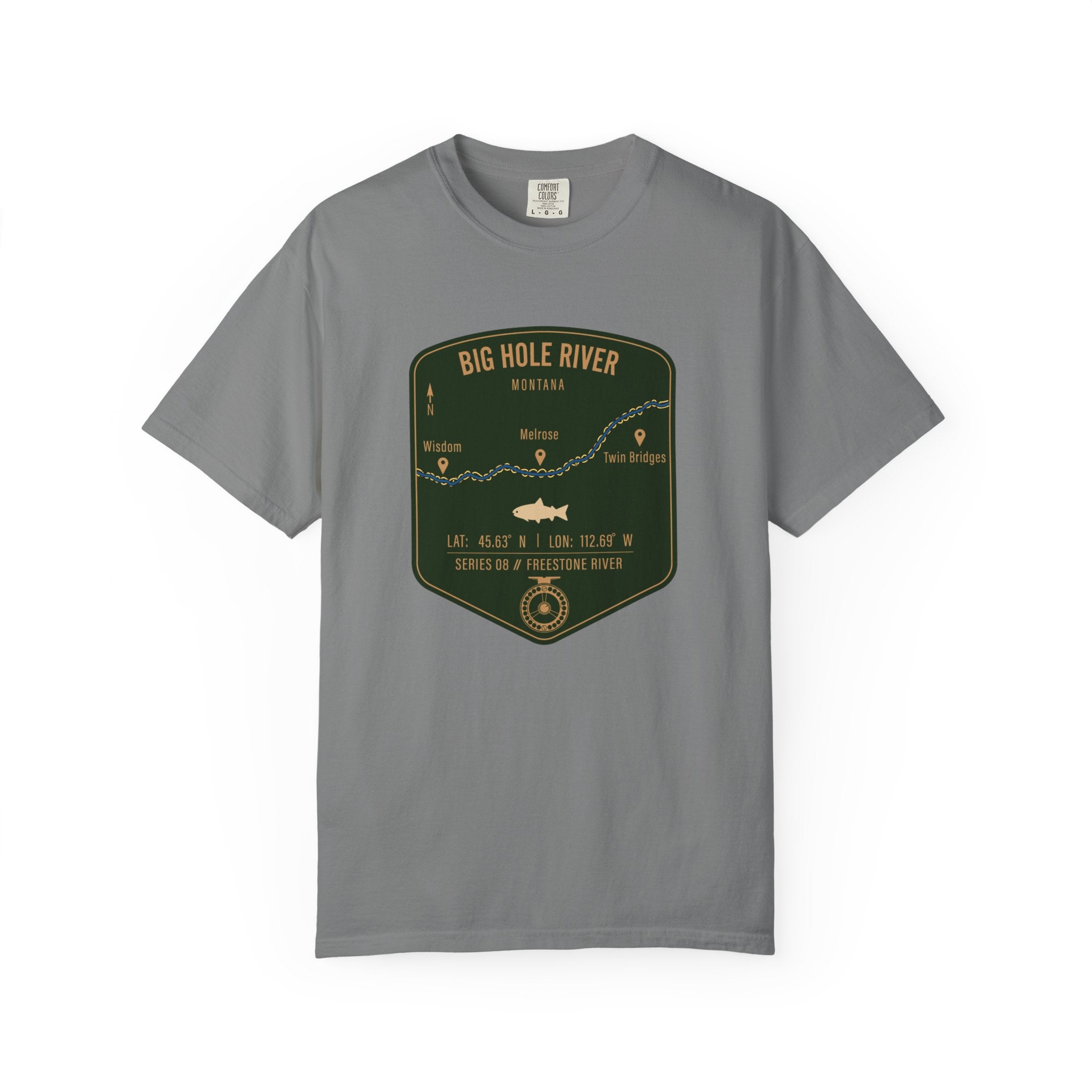 Big Hole River Fishing Map T-Shirt | River Map, Trout Graphic