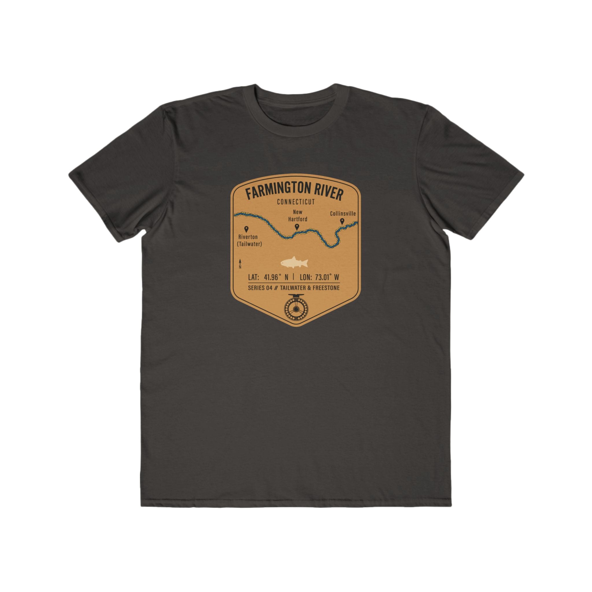 Farmington River Fishing Patch Tee | Trout Fly Rod Angler Shirt
