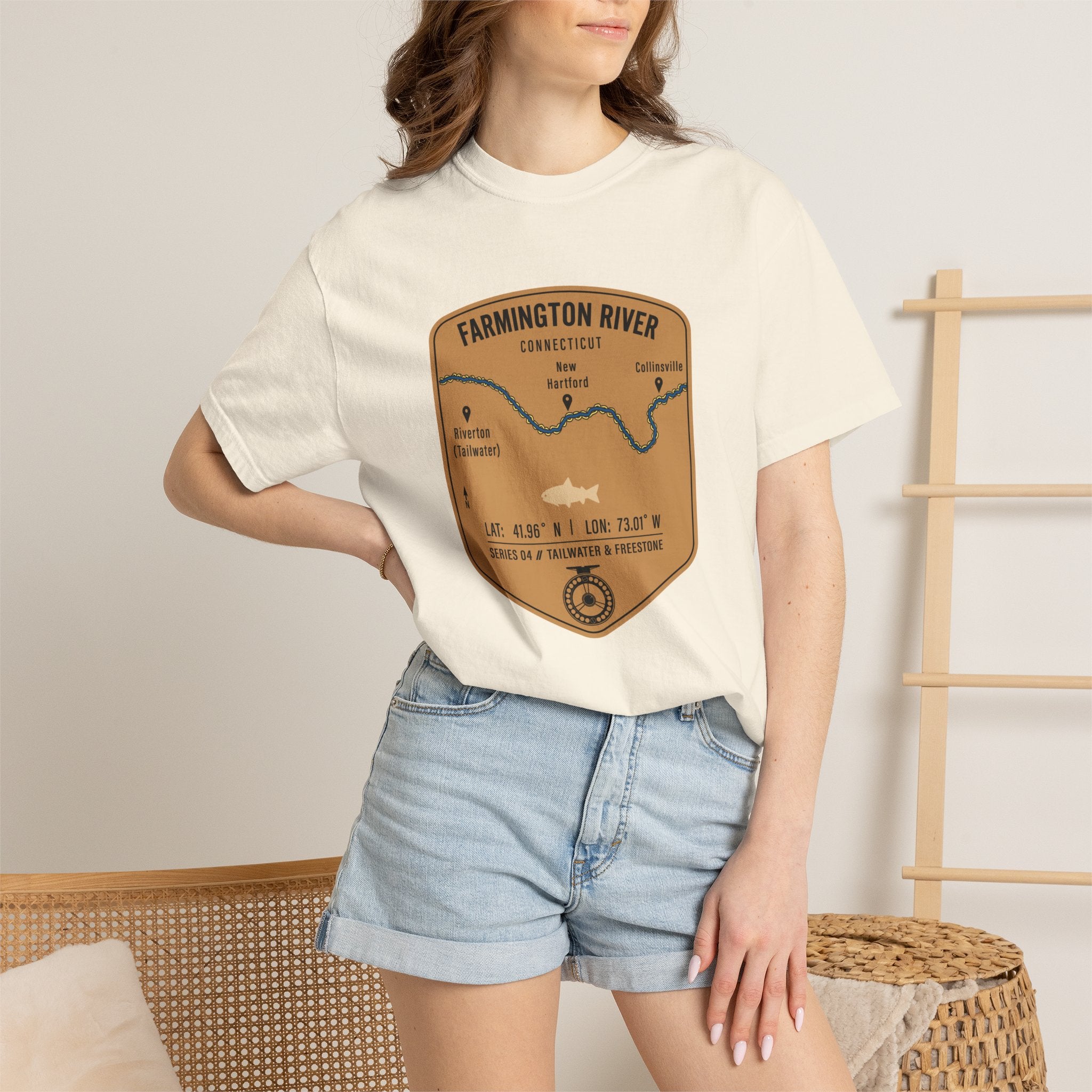 Farmington River Fishing Map T-Shirt | River Map, Trout Graphic