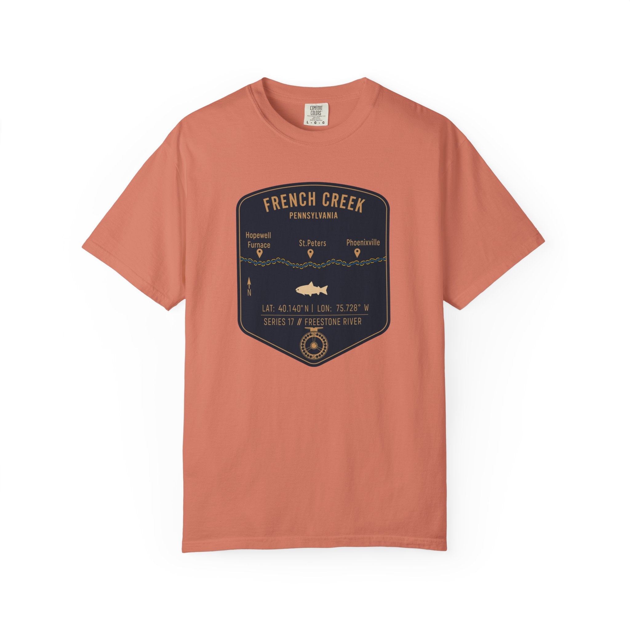 French Creek Fishing Map T-Shirt | River Map, Trout Graphic