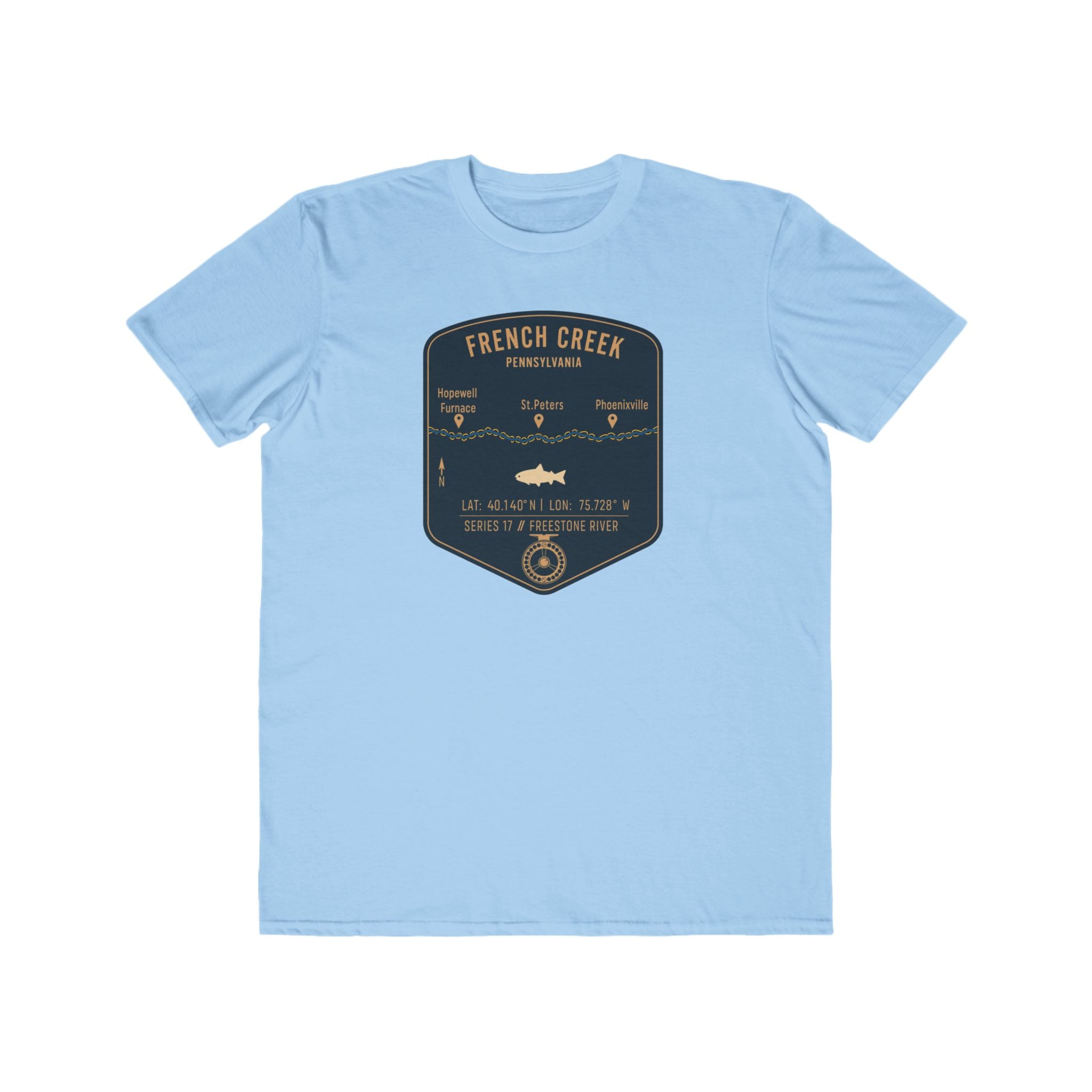 French Creek Fishing Patch Tee | Trout Fly Rod Angler Shirt