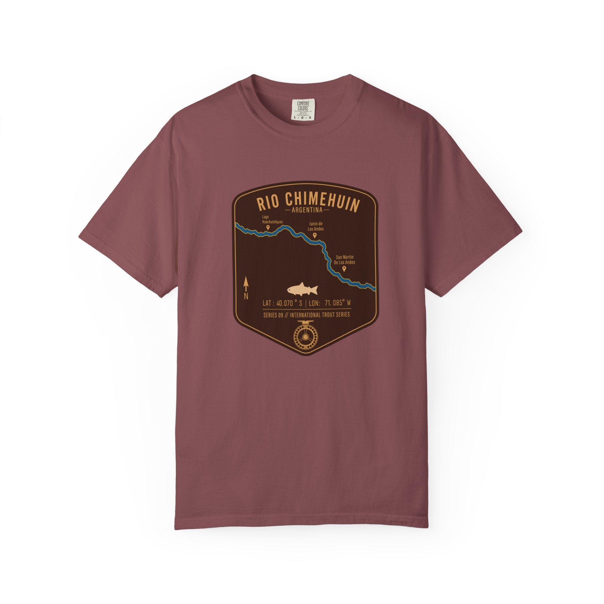 Global Series - Chimehuin River Argentina Fishing Map T-Shirt | River Map, Trout Graphic