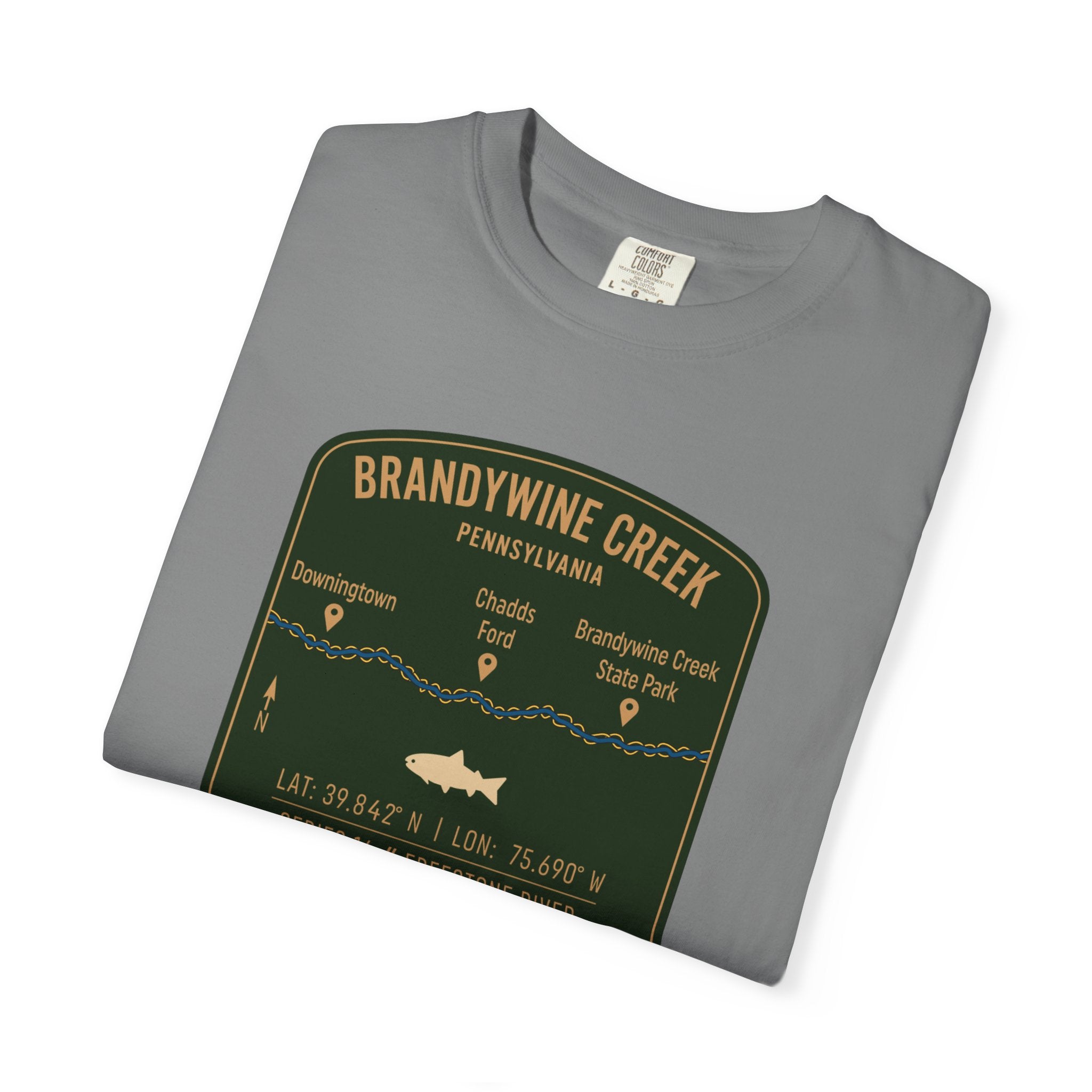Brandywine Creek Fishing Map T-Shirt | River Map, Trout Graphic