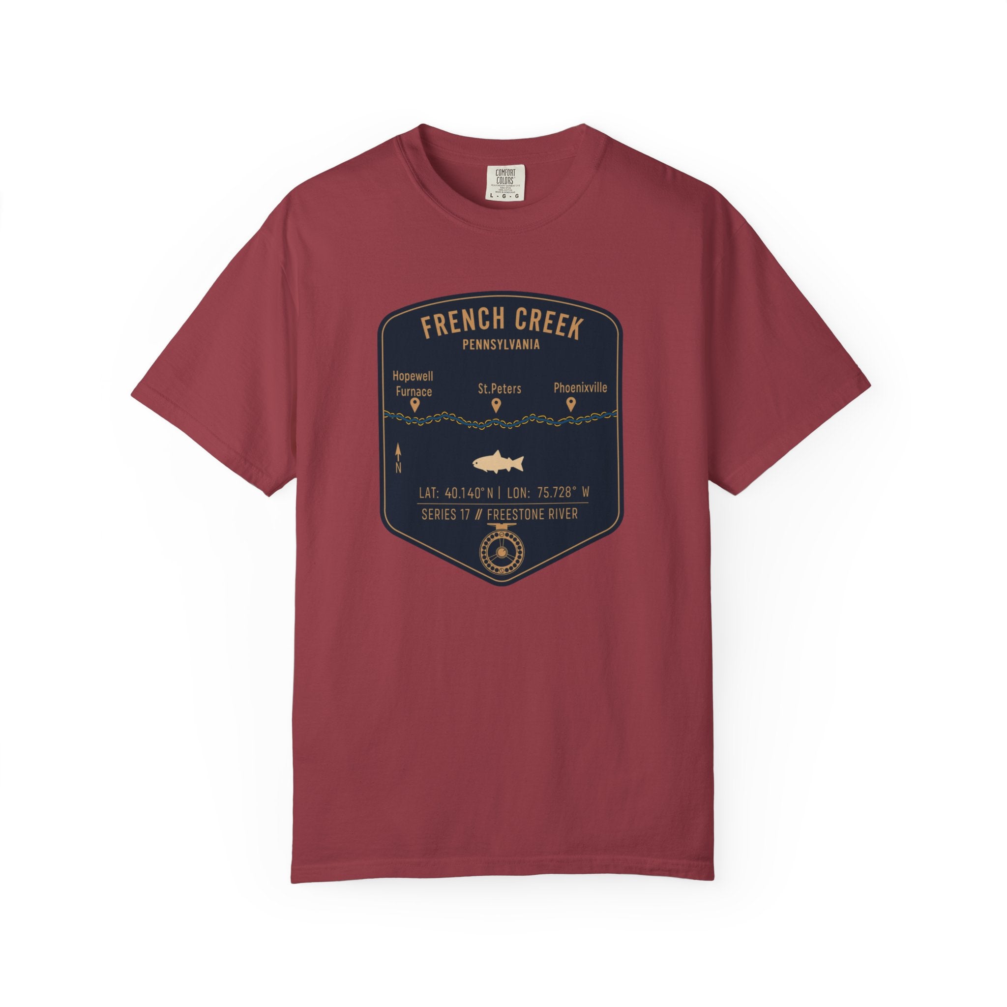 French Creek Fishing Map T-Shirt | River Map, Trout Graphic