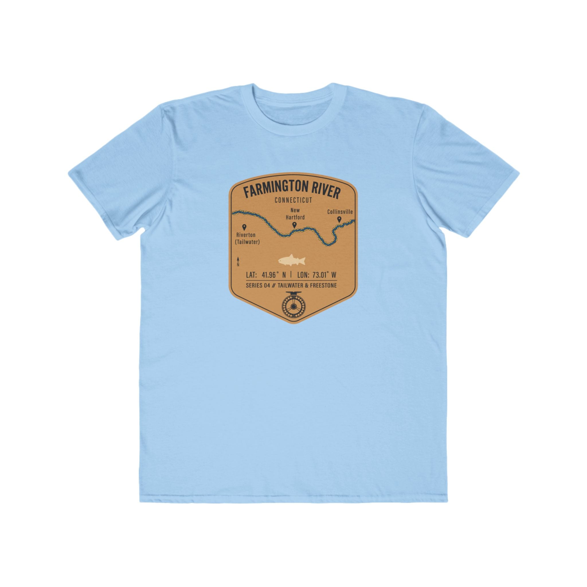 Farmington River Fishing Patch Tee | Trout Fly Rod Angler Shirt