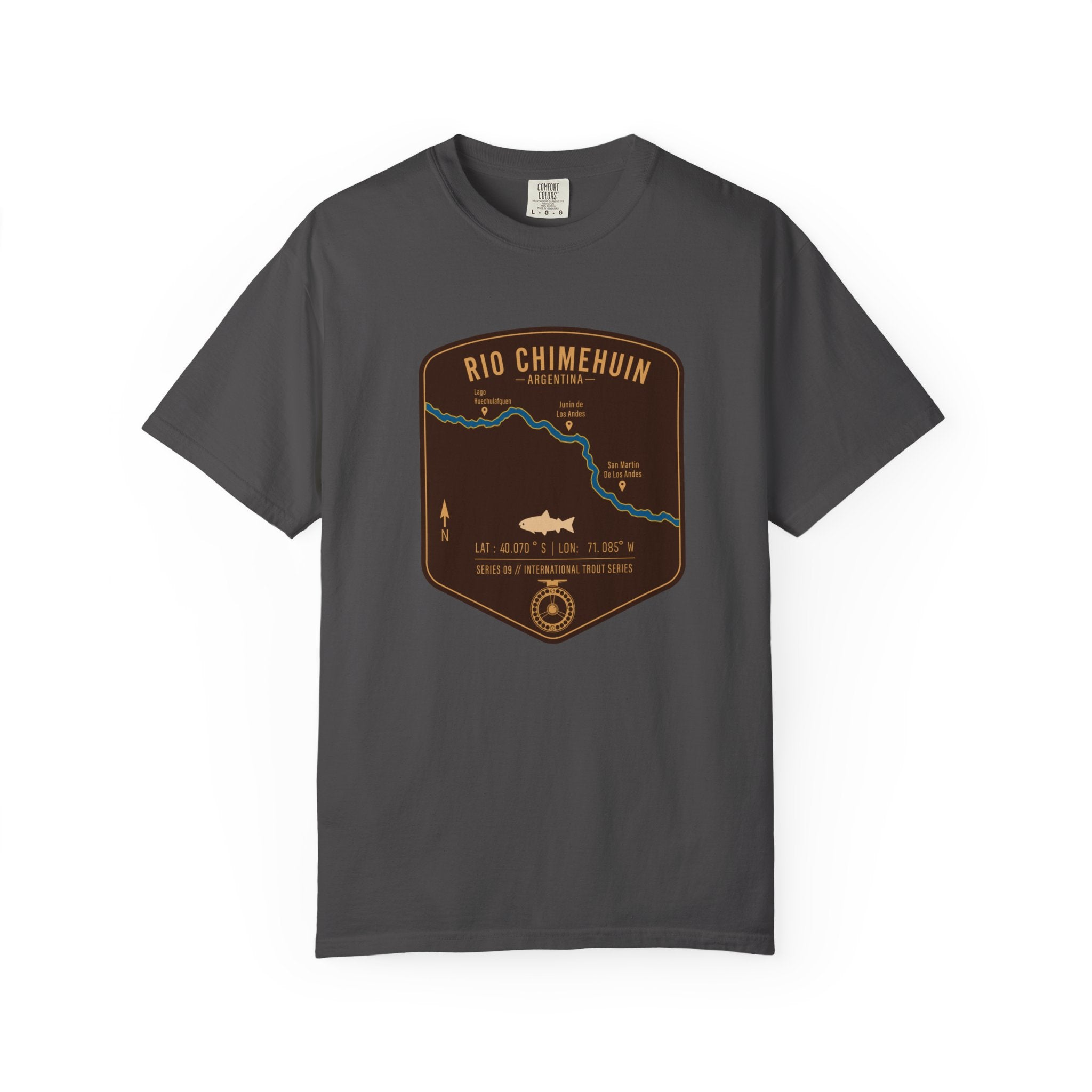 Global Series - Chimehuin River Argentina Fishing Map T-Shirt | River Map, Trout Graphic