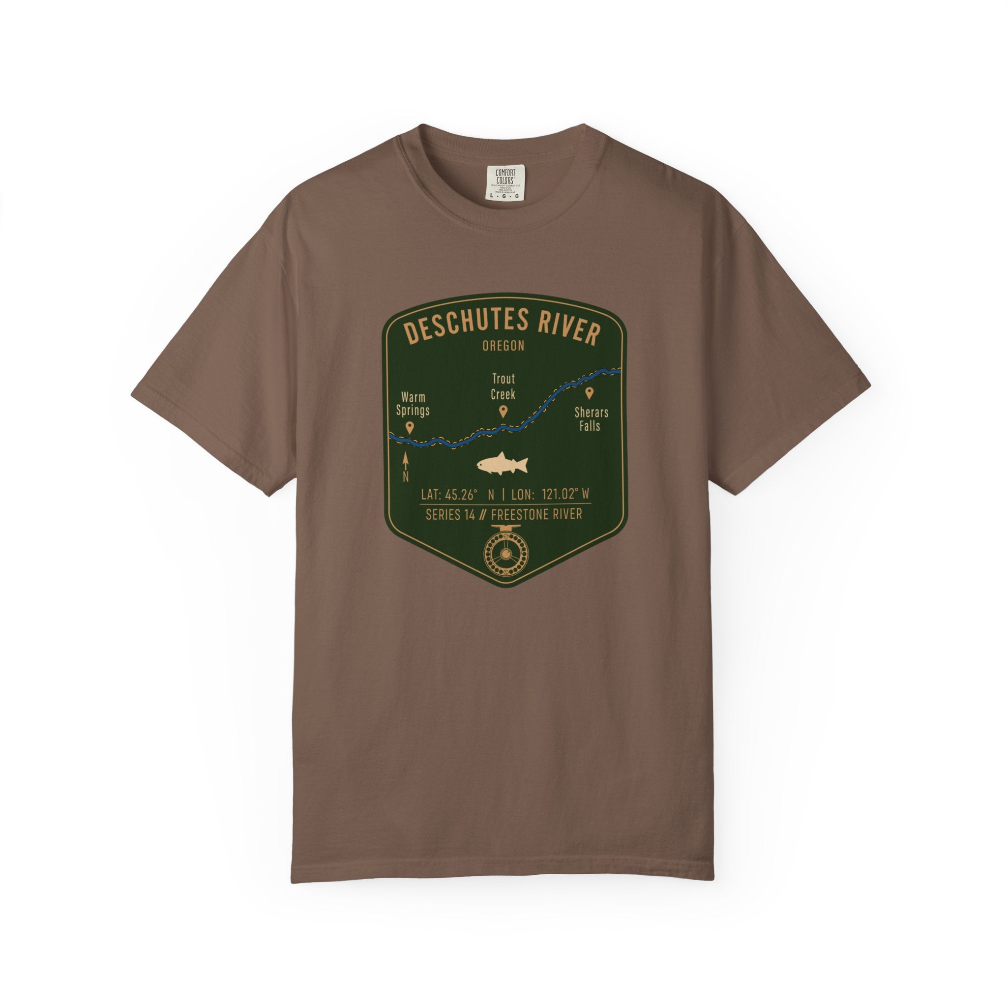 Deschutes River Fishing Map T-Shirt | River Map, Trout Graphic