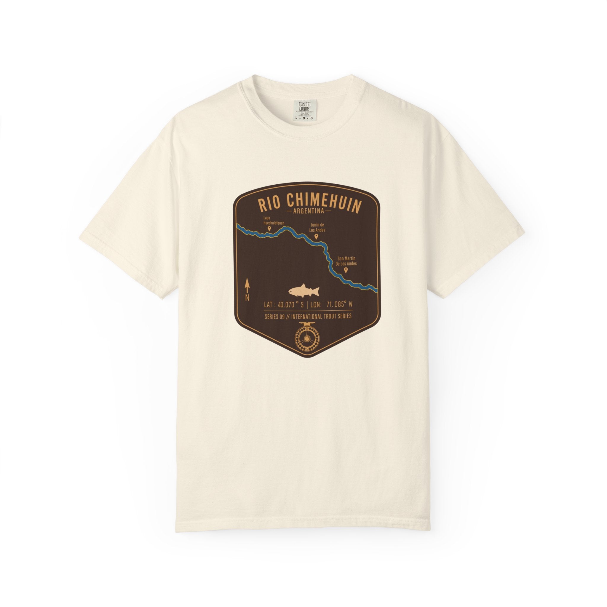 Global Series - Chimehuin River Argentina Fishing Map T-Shirt | River Map, Trout Graphic