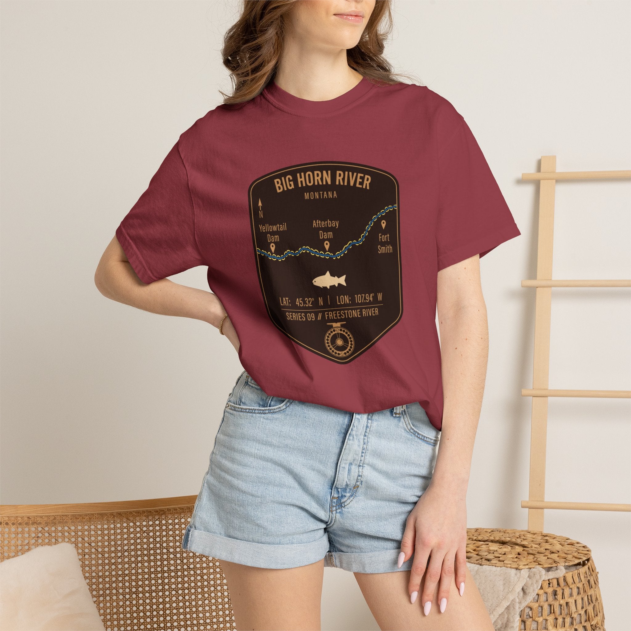 Big Horn River Fishing Map T-Shirt | River Map, Trout Graphic
