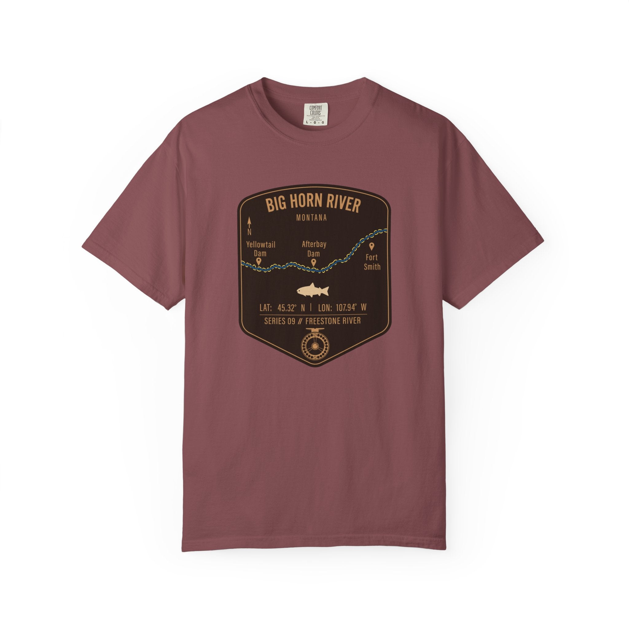 Big Horn River Fishing Map T-Shirt | River Map, Trout Graphic