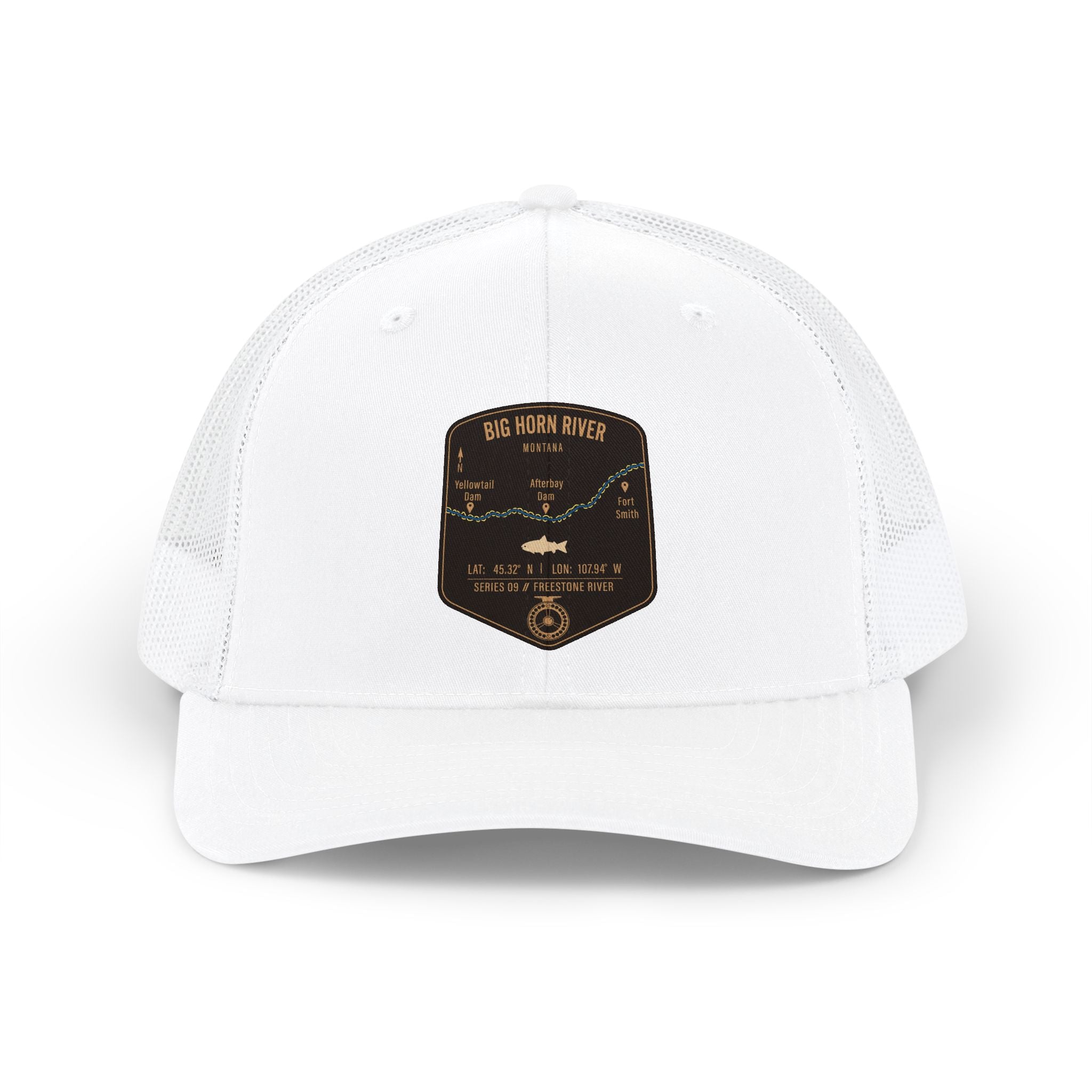 Big Horn River fishing patch Snapback Cap | trout, fly fishing design