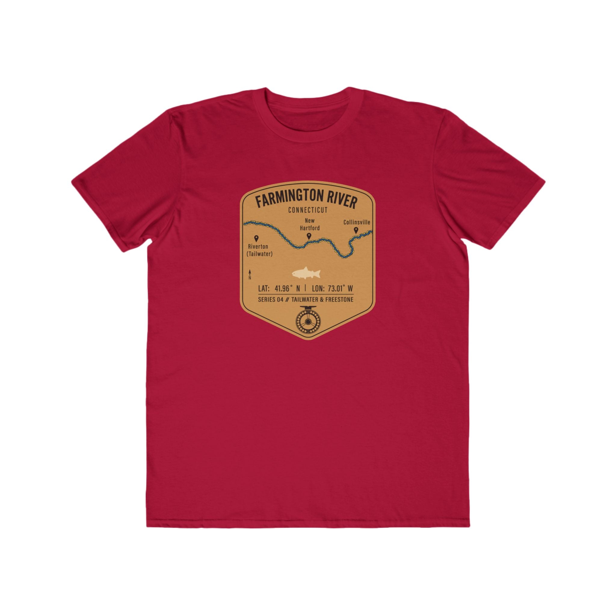 Farmington River Fishing Patch Tee | Trout Fly Rod Angler Shirt