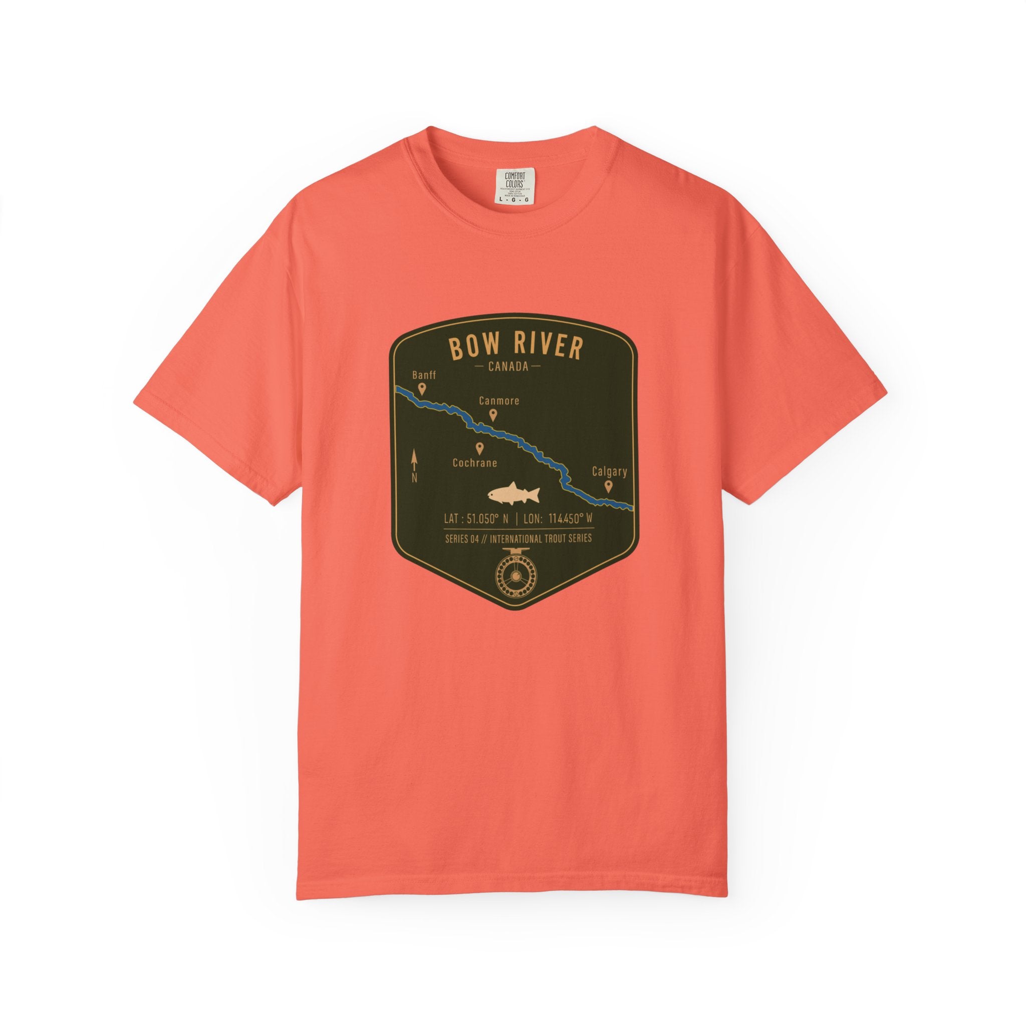 Global Series - Bow River Canada Fishing Map T-Shirt | River Map, Trout Graphic