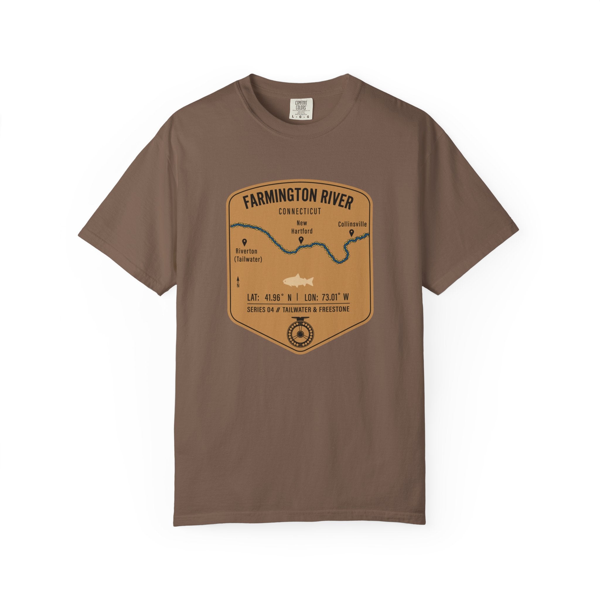 Farmington River Fishing Map T-Shirt | River Map, Trout Graphic