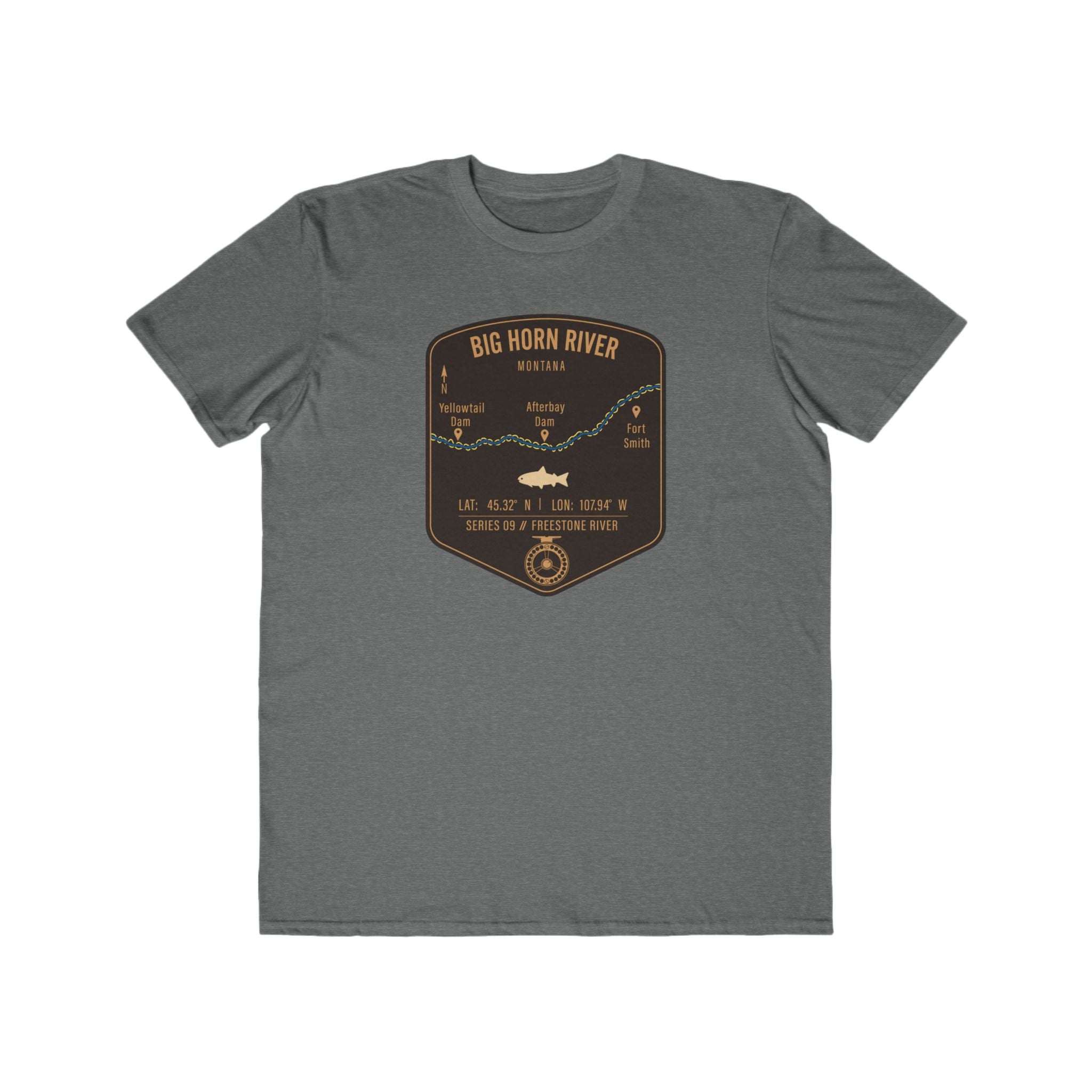 Big Horn River Fishing Patch Tee | Trout Fly Rod Angler Shirt