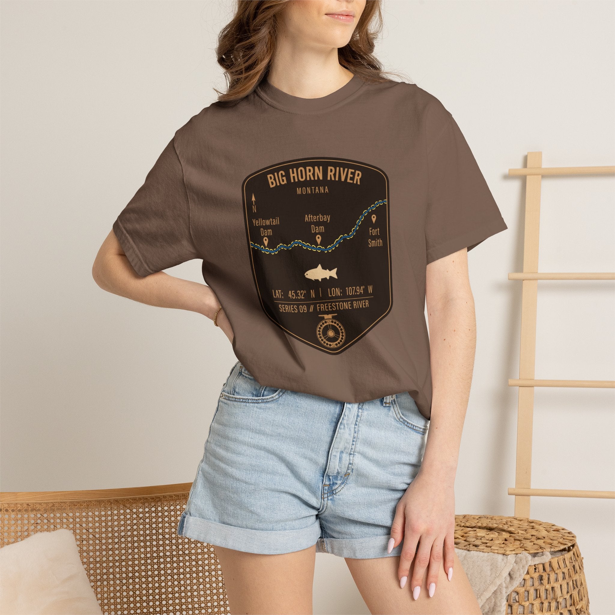 Big Horn River Fishing Map T-Shirt | River Map, Trout Graphic