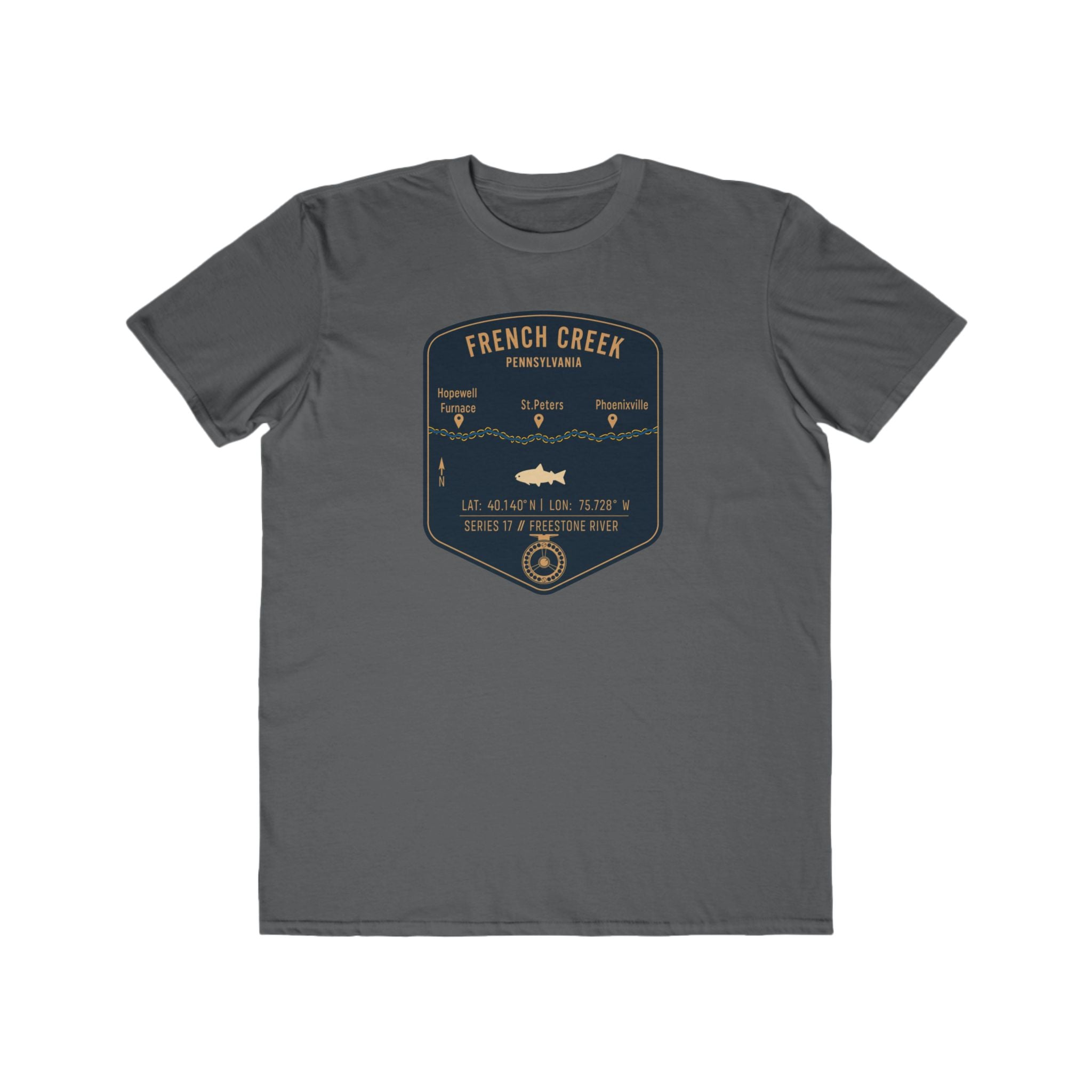 French Creek Fishing Patch Tee | Trout Fly Rod Angler Shirt