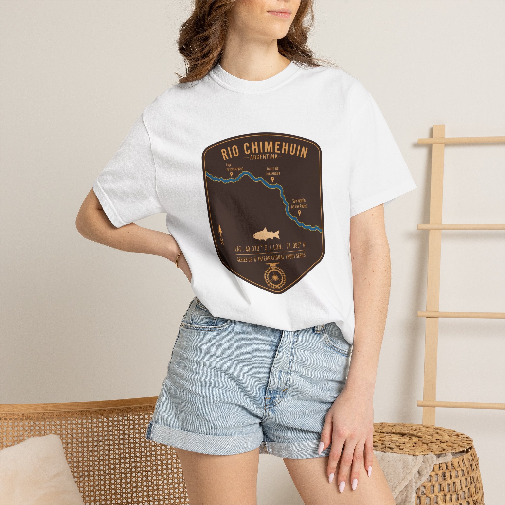 Global Series - Chimehuin River Argentina Fishing Map T-Shirt | River Map, Trout Graphic