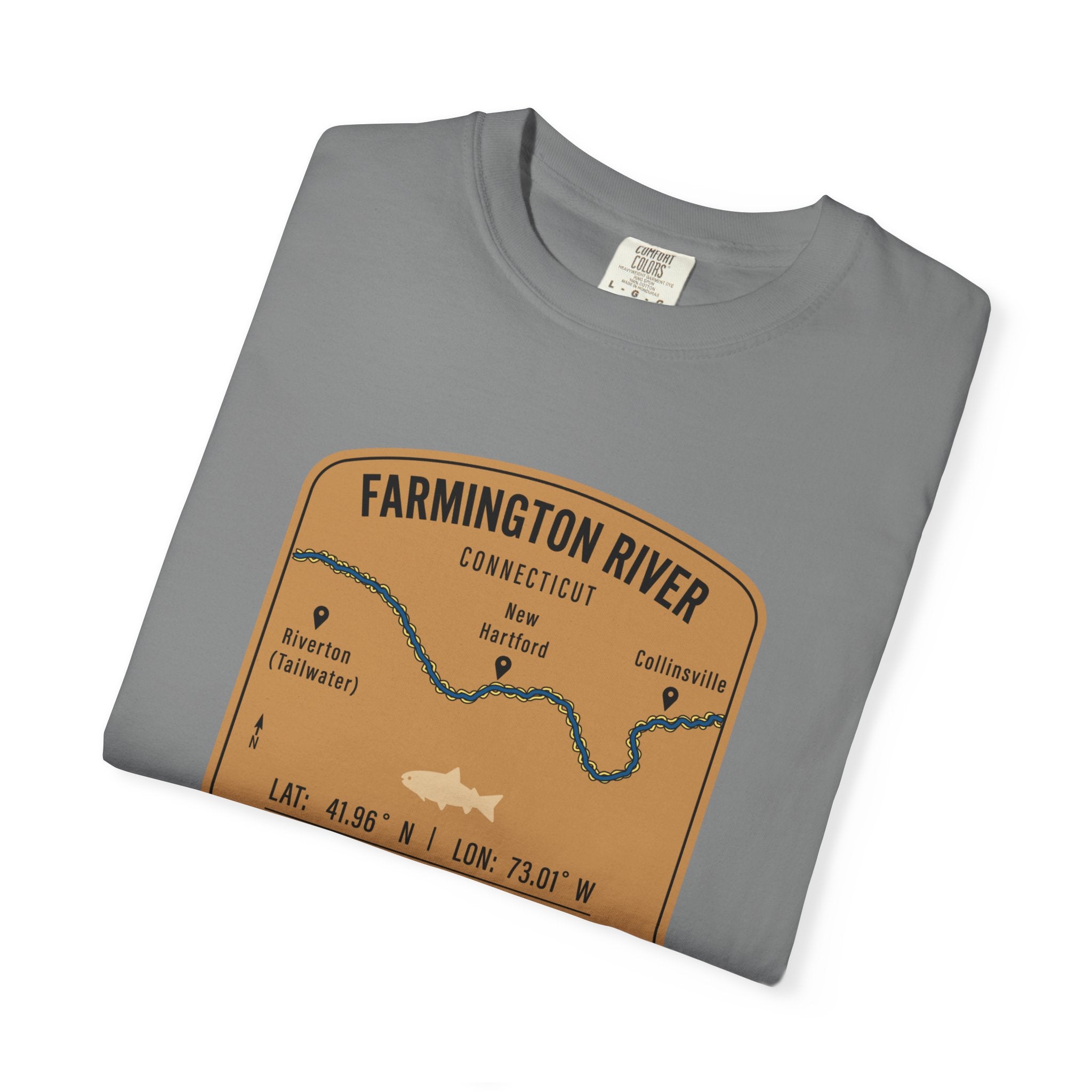 Farmington River Fishing Map T-Shirt | River Map, Trout Graphic