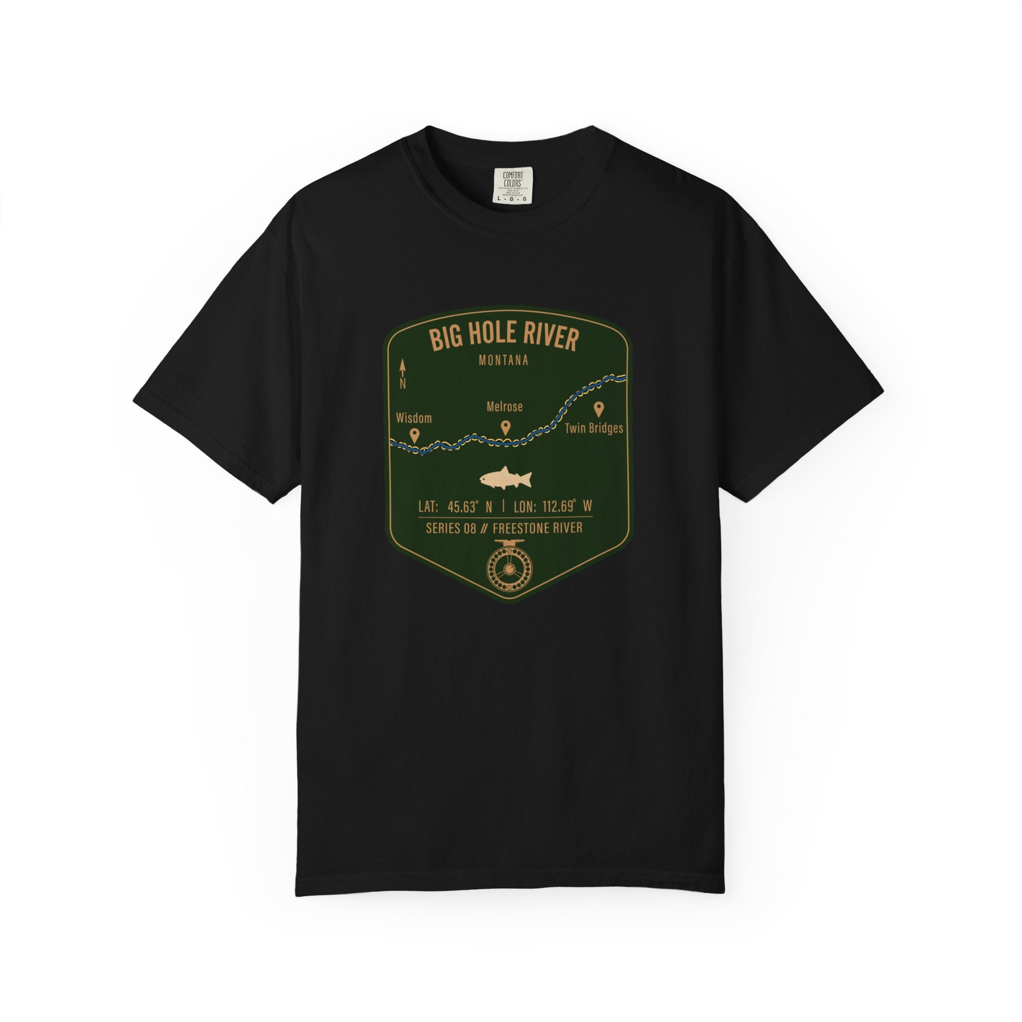 Big Hole River Fishing Map T-Shirt | River Map, Trout Graphic