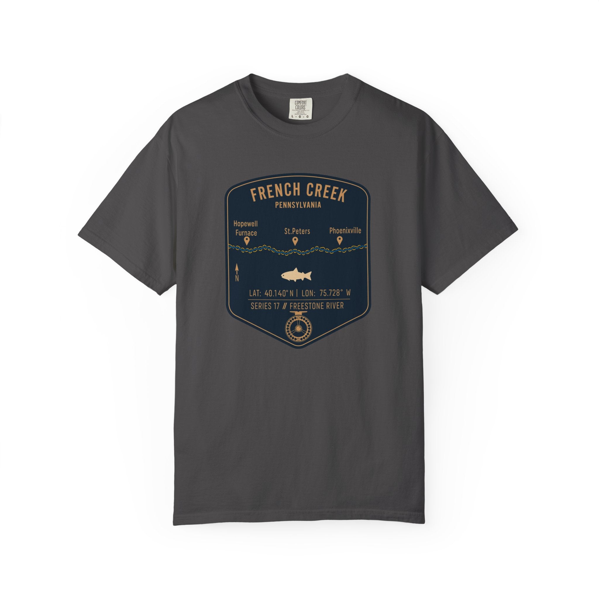 French Creek Fishing Map T-Shirt | River Map, Trout Graphic