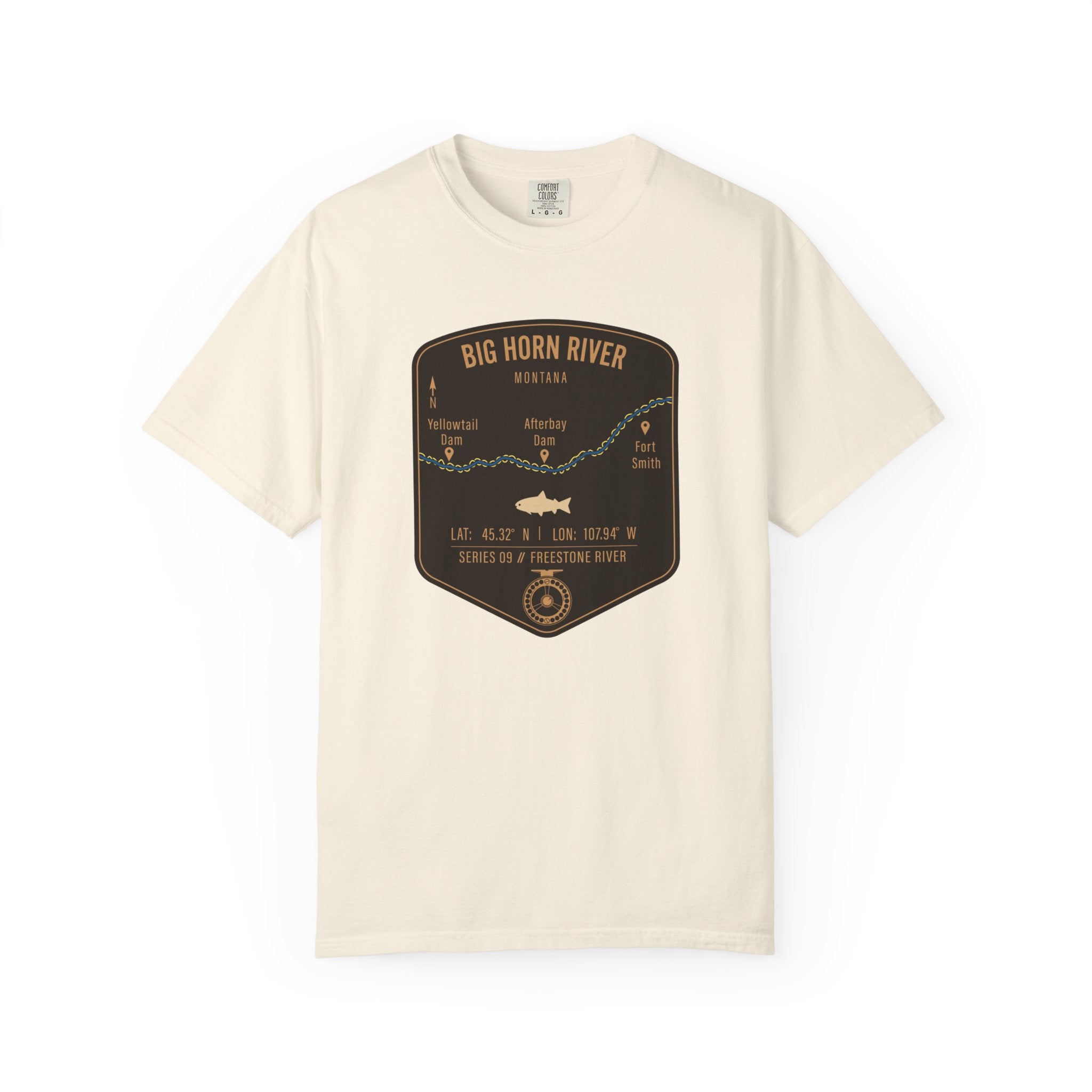 Big Horn River Fishing Map T-Shirt | River Map, Trout Graphic