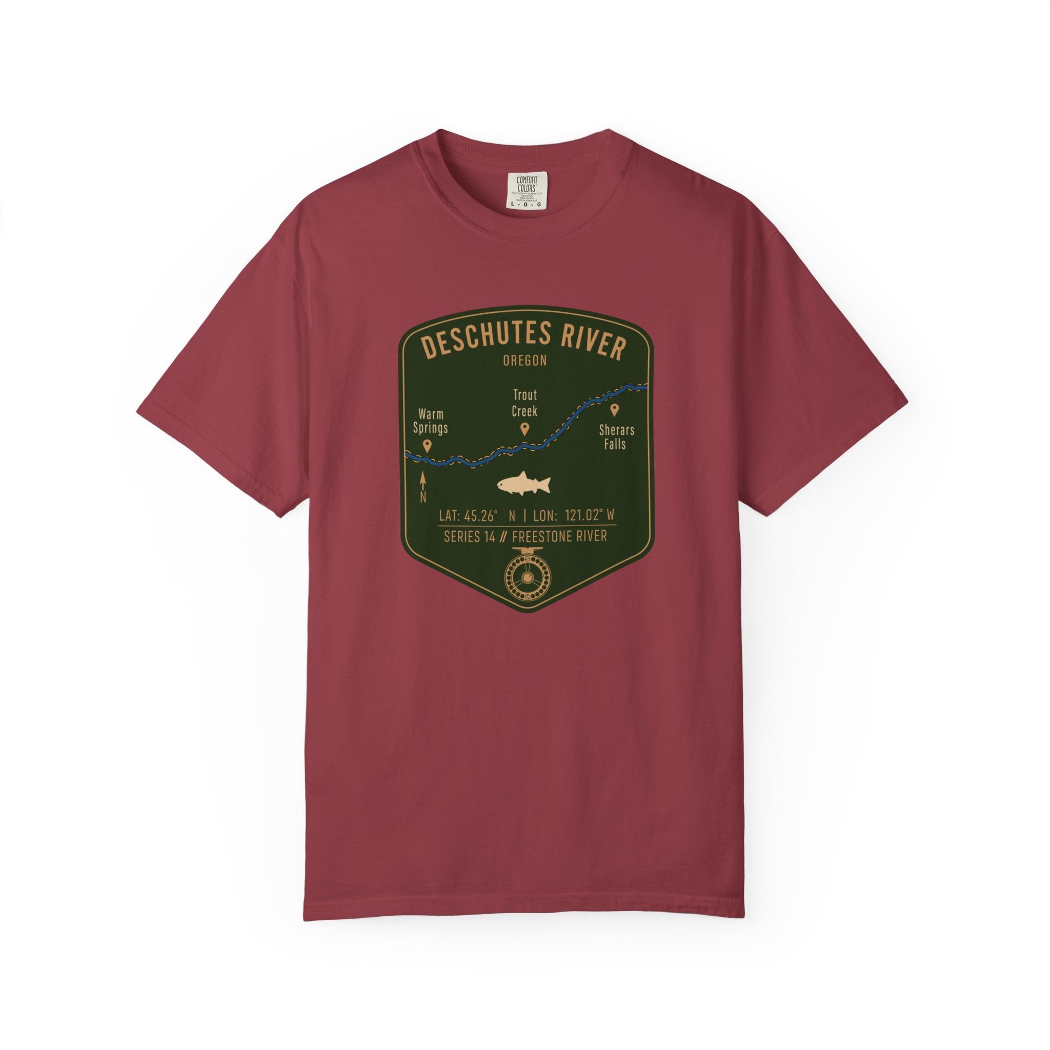 Deschutes River Fishing Map T-Shirt | River Map, Trout Graphic