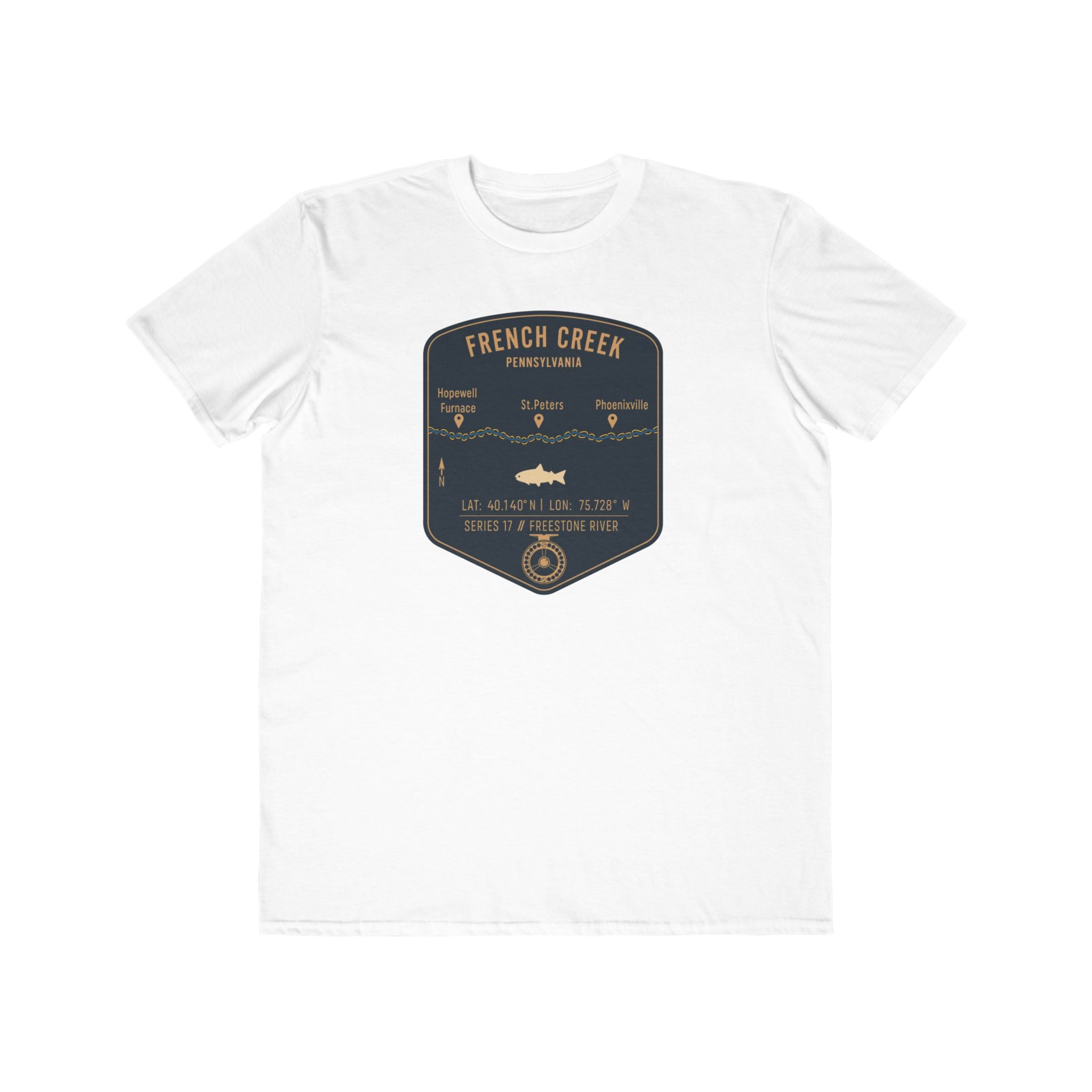 French Creek Fishing Patch Tee | Trout Fly Rod Angler Shirt