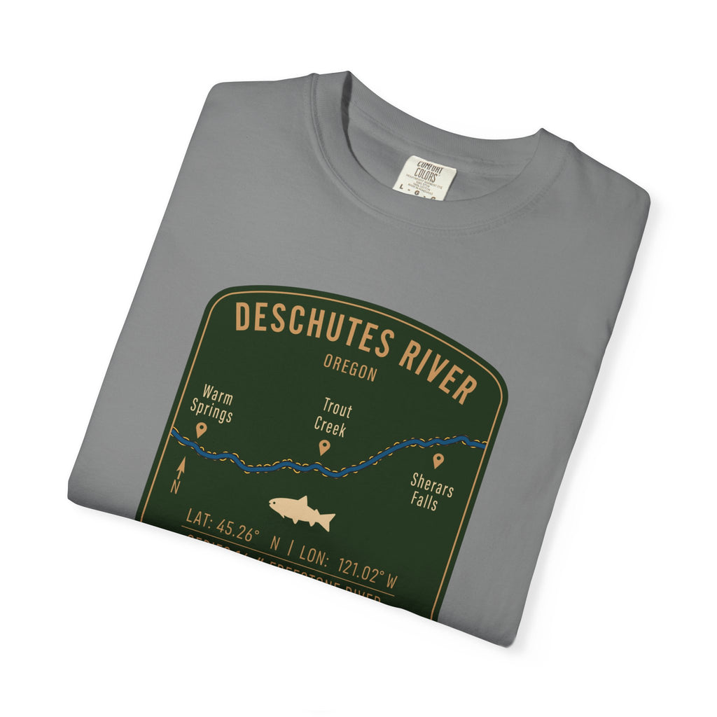 Deschutes River Fishing Map T-Shirt | River Map, Trout Graphic