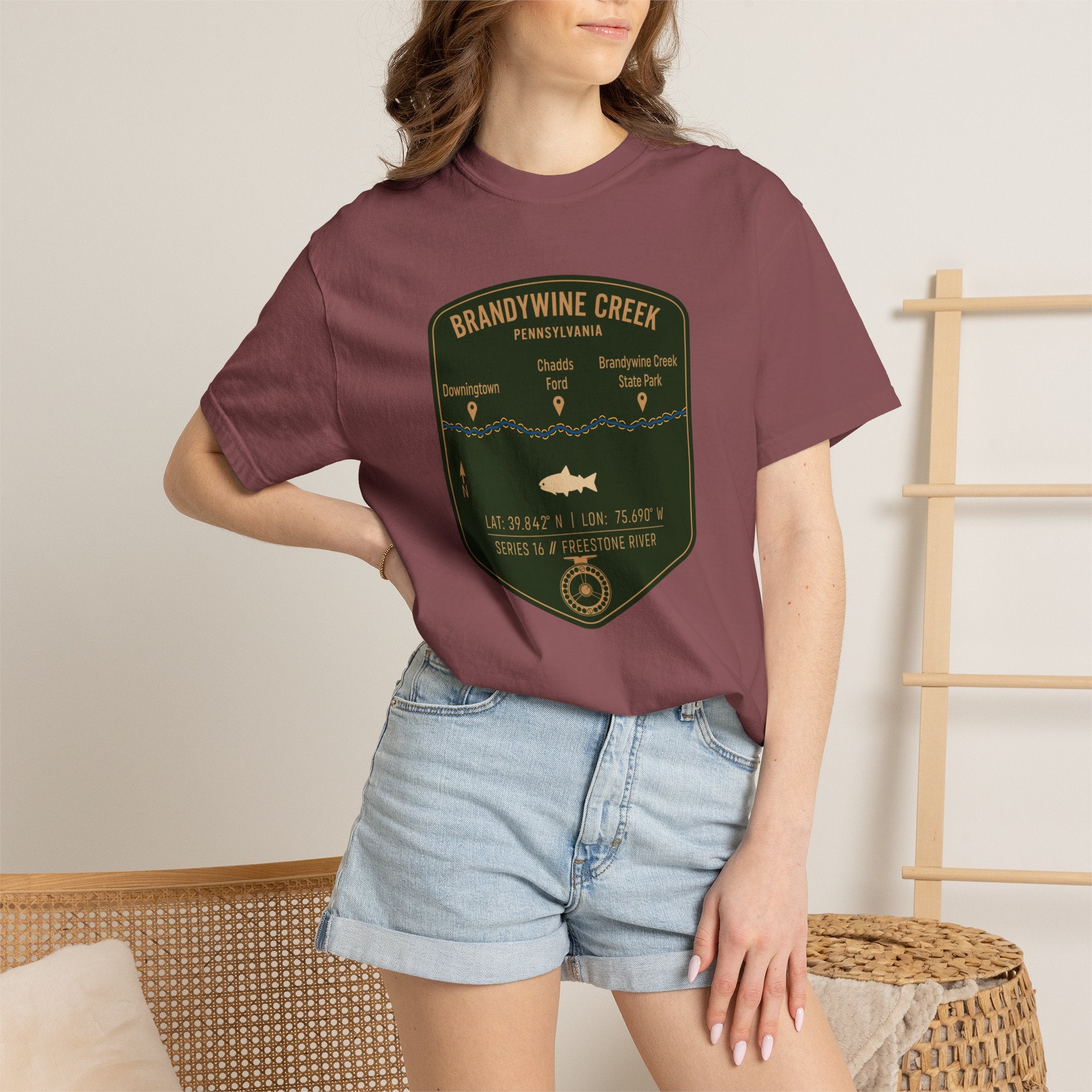 Brandywine Creek Fishing Map T-Shirt | River Map, Trout Graphic