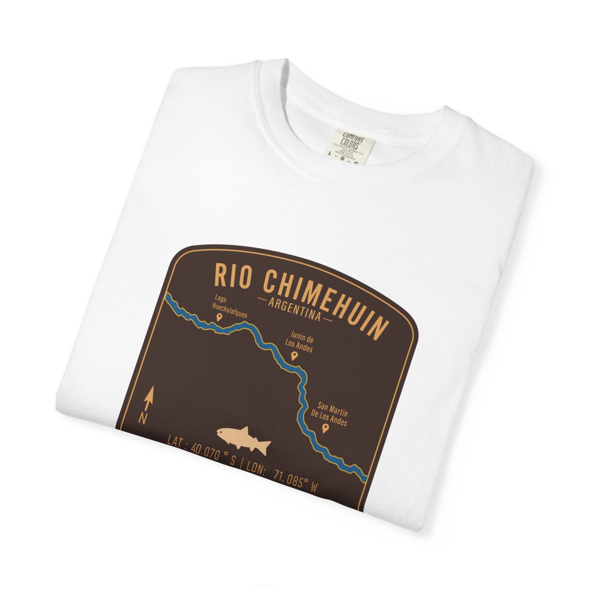 Global Series - Chimehuin River Argentina Fishing Map T-Shirt | River Map, Trout Graphic