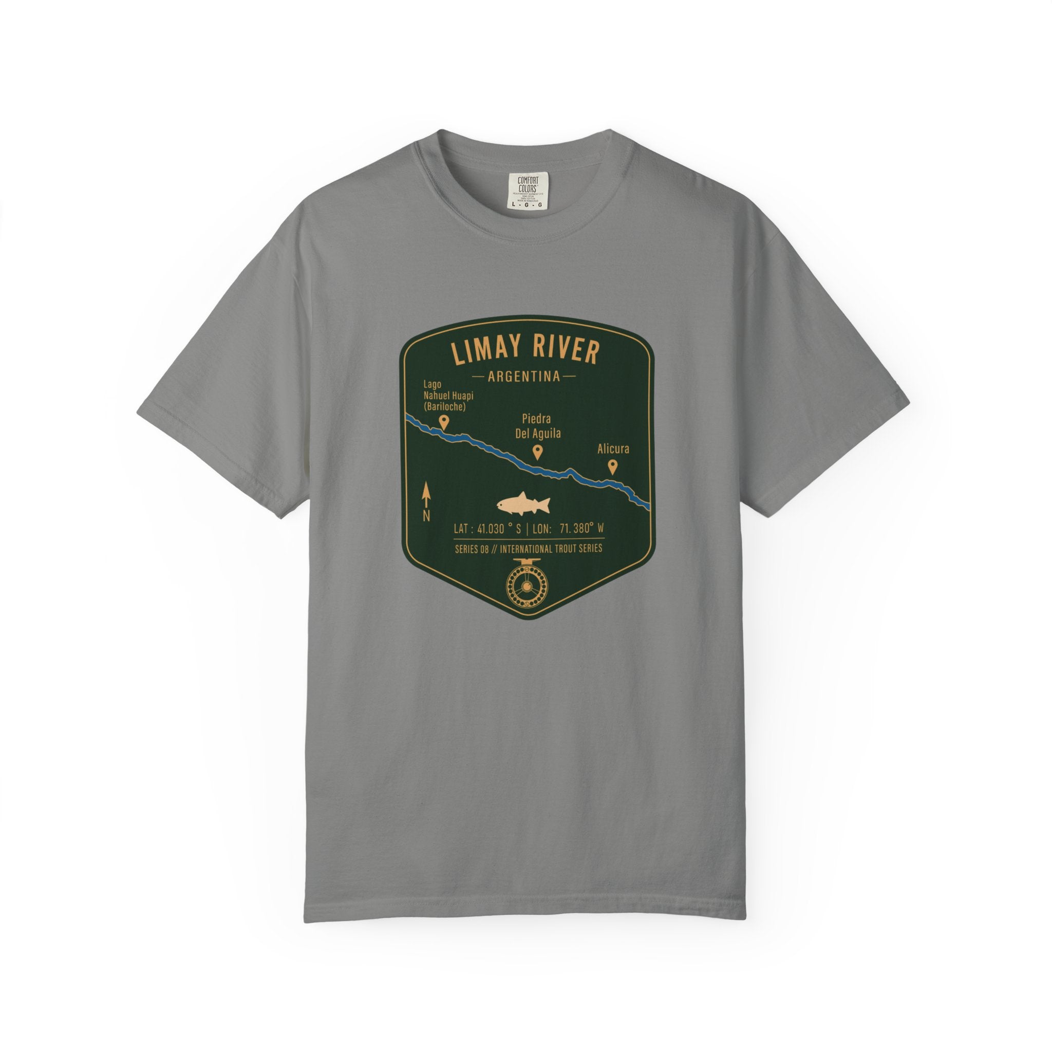 Global Series - Limay River Argentina Fishing Map T-Shirt | River Map, Trout Graphic