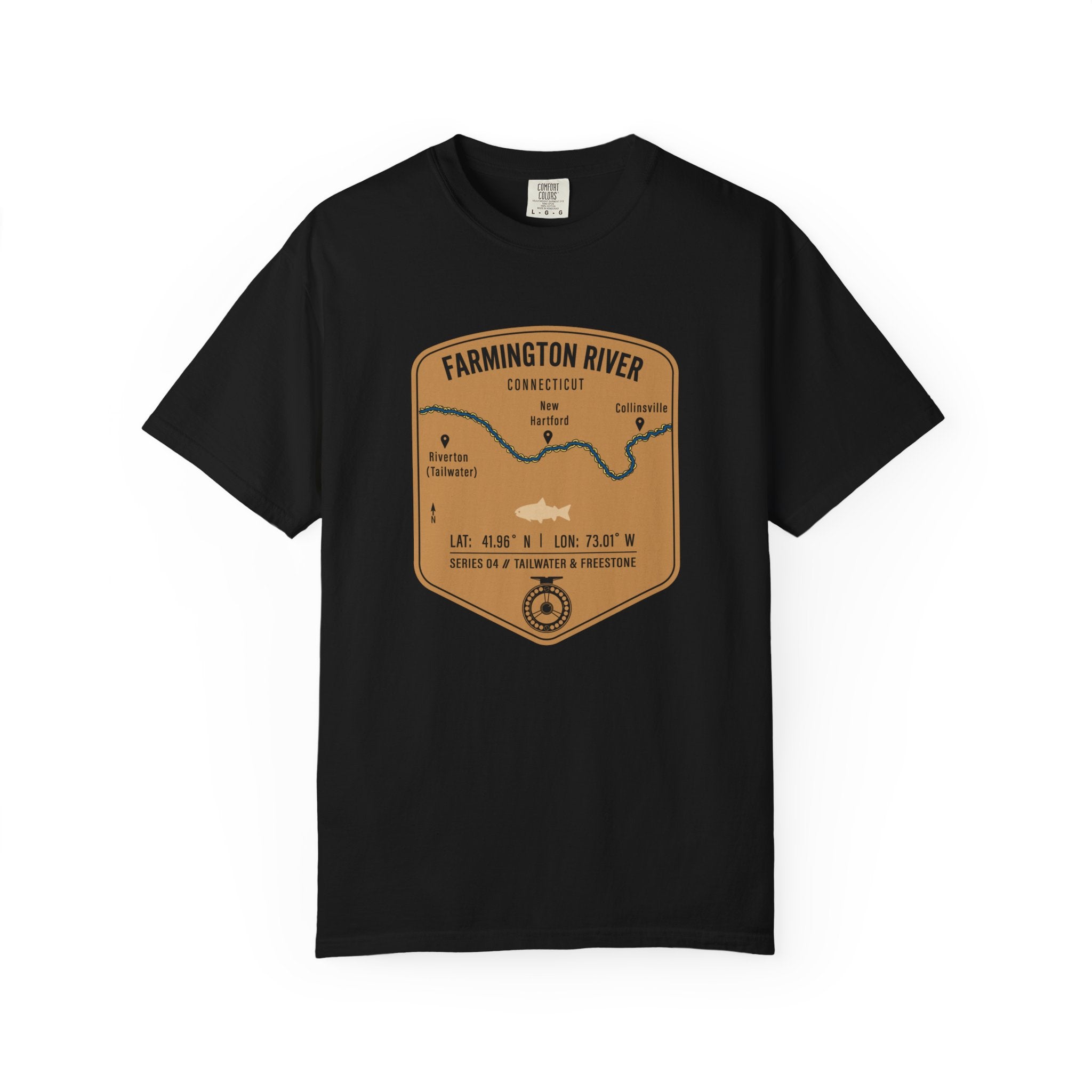 Farmington River Fishing Map T-Shirt | River Map, Trout Graphic