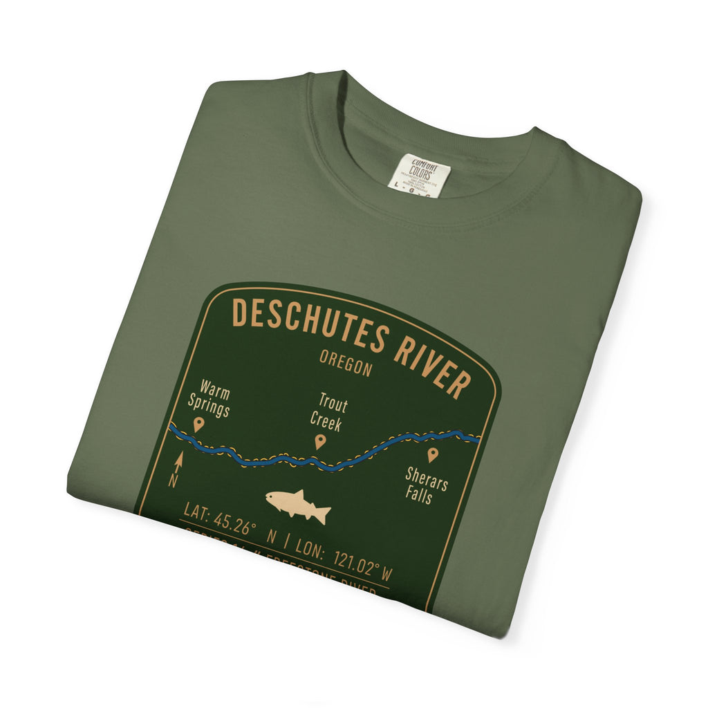 Deschutes River Fishing Map T-Shirt | River Map, Trout Graphic