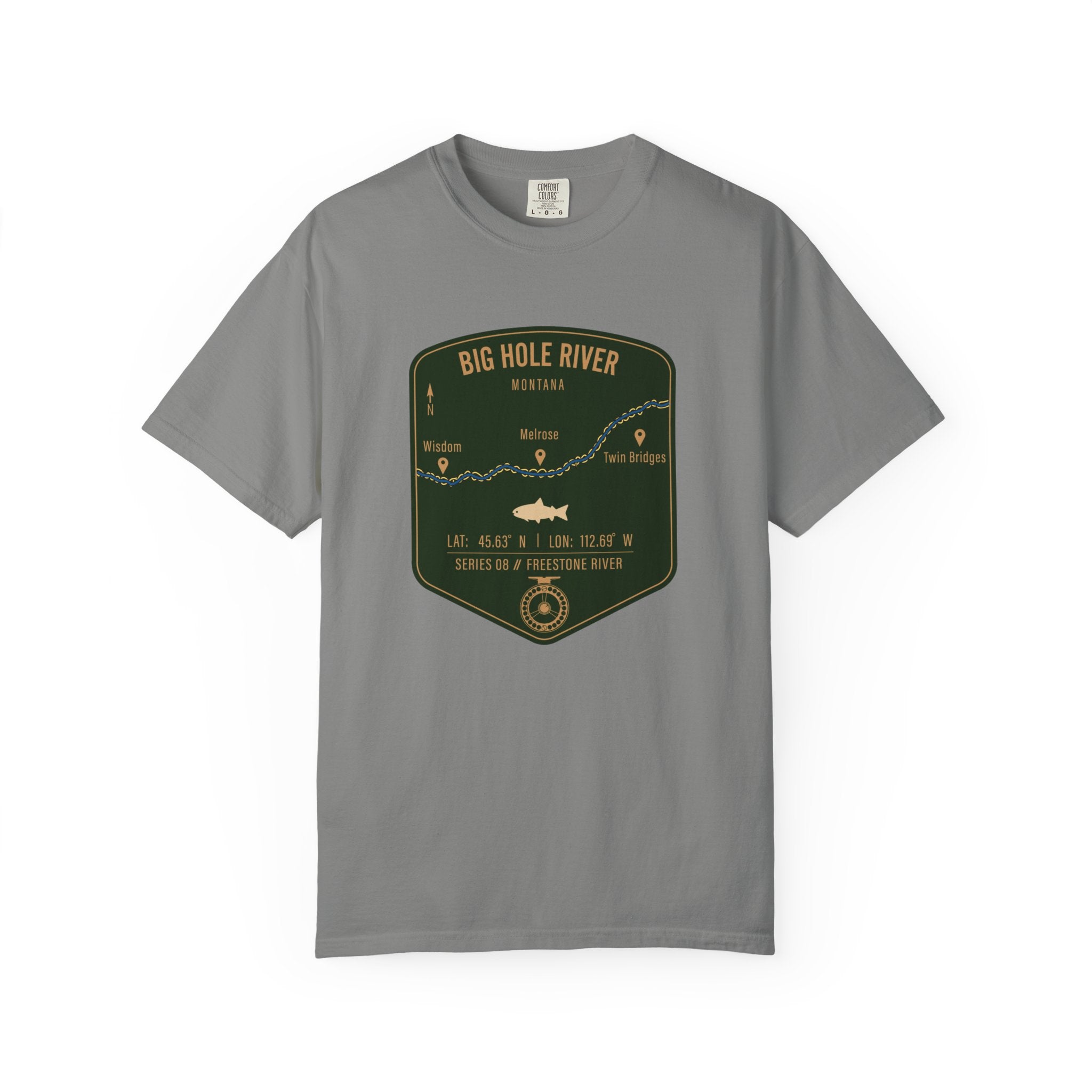 Big Hole River Fishing Map T-Shirt | River Map, Trout Graphic