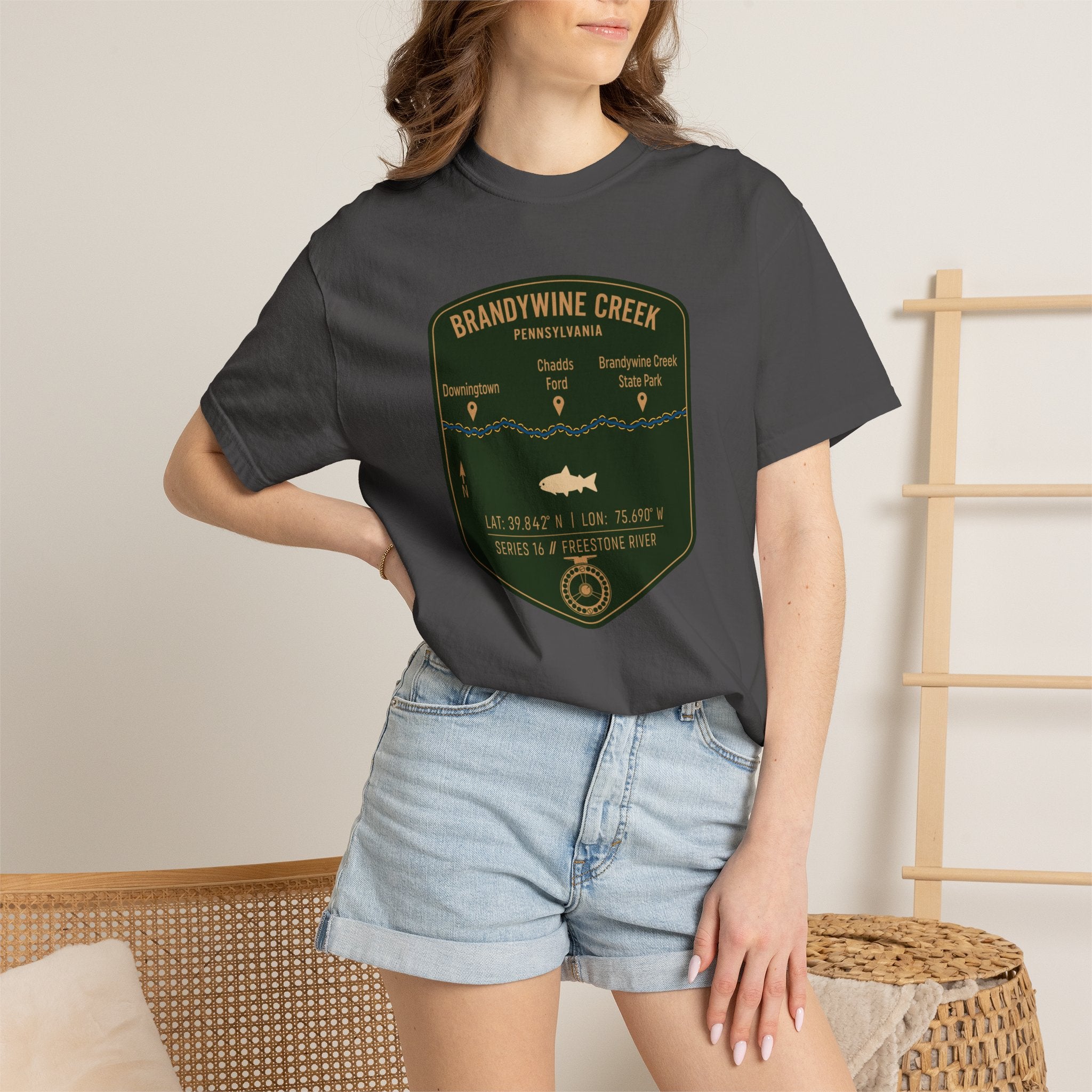 Brandywine Creek Fishing Map T-Shirt | River Map, Trout Graphic