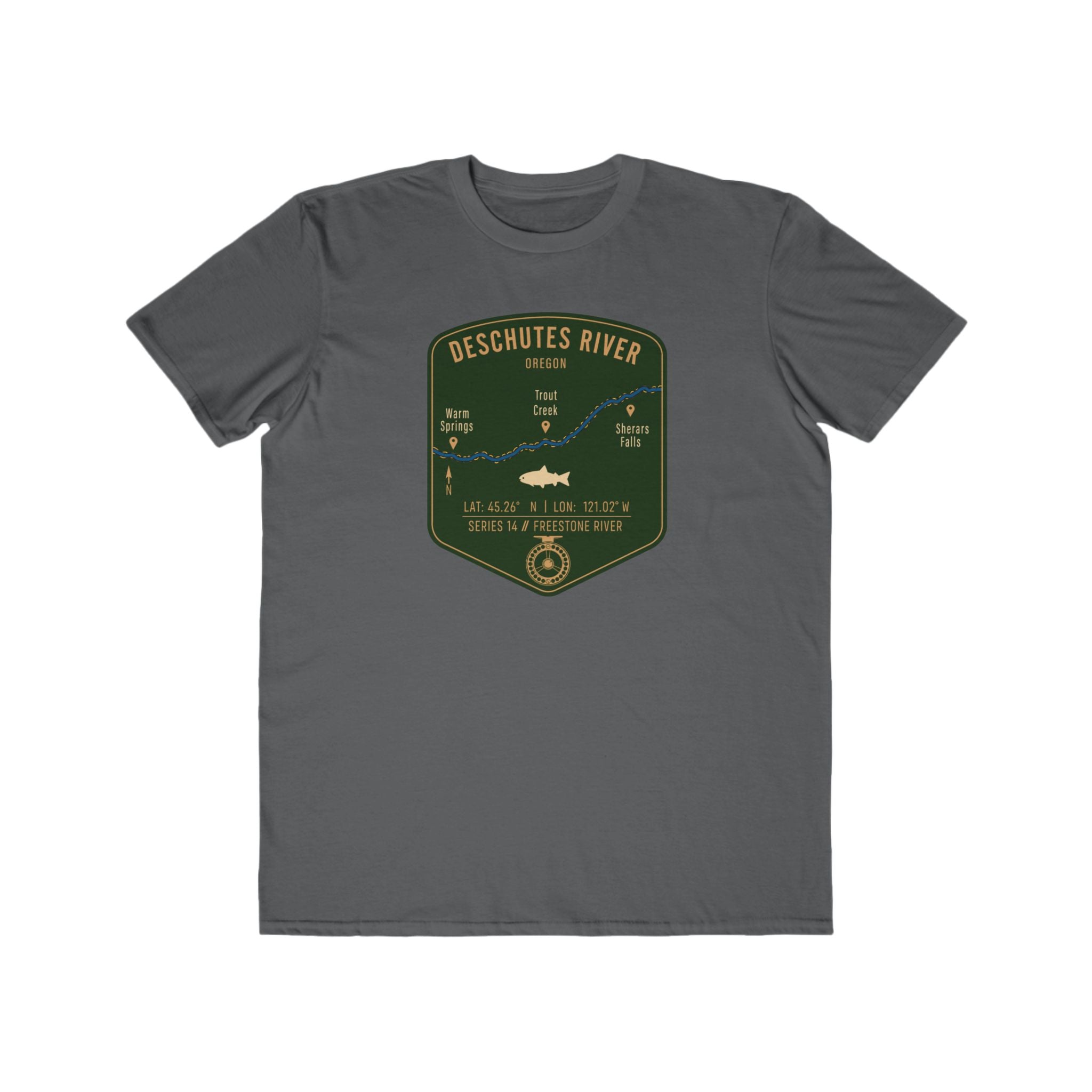 Deschutes River Fishing Patch Tee | Trout Fly Rod Angler Shirt