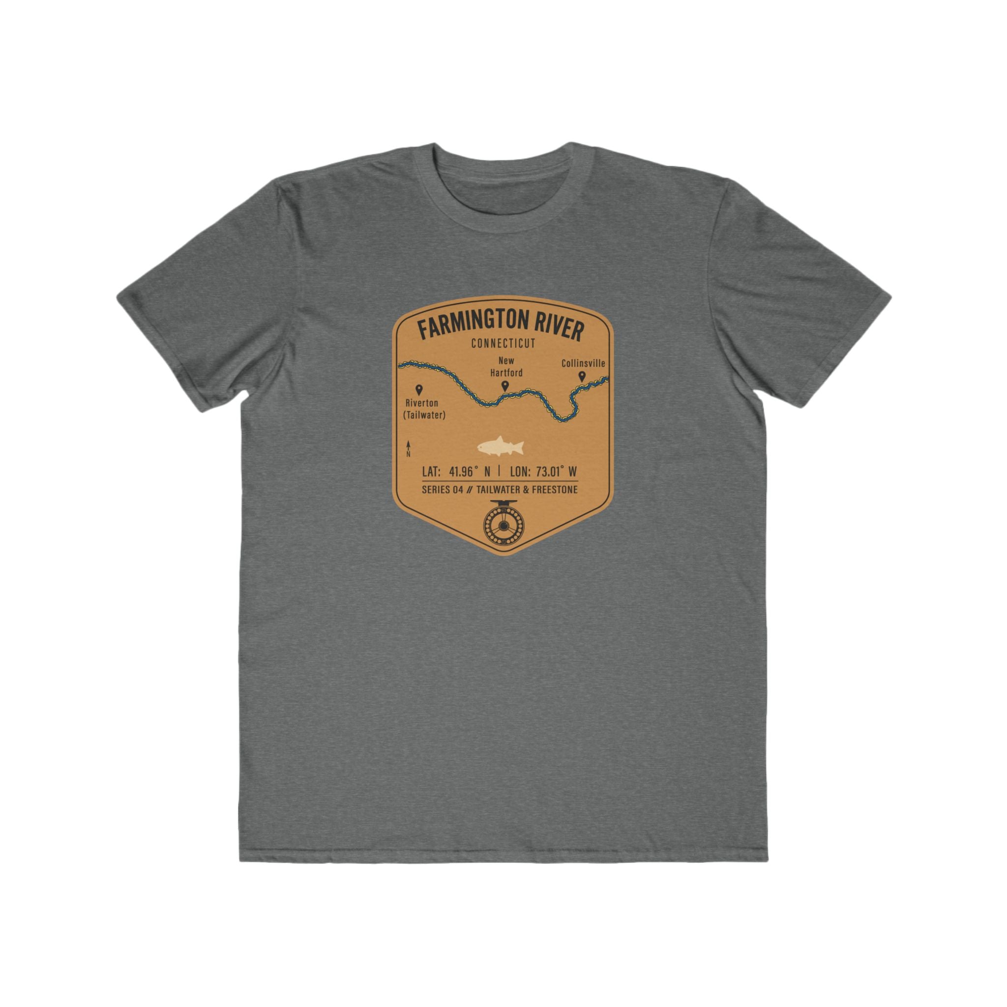 Farmington River Fishing Patch Tee | Trout Fly Rod Angler Shirt