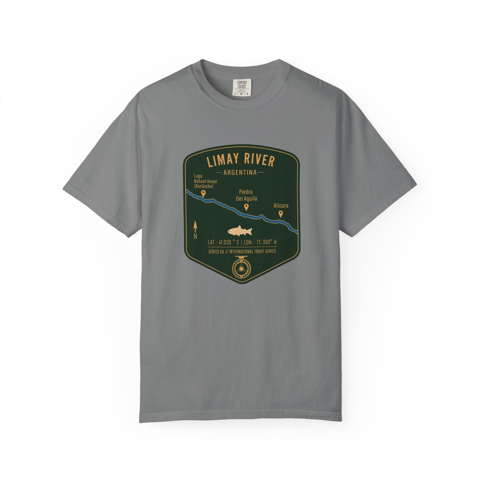 Global Series - Limay River Argentina Fishing Map T-Shirt | River Map, Trout Graphic