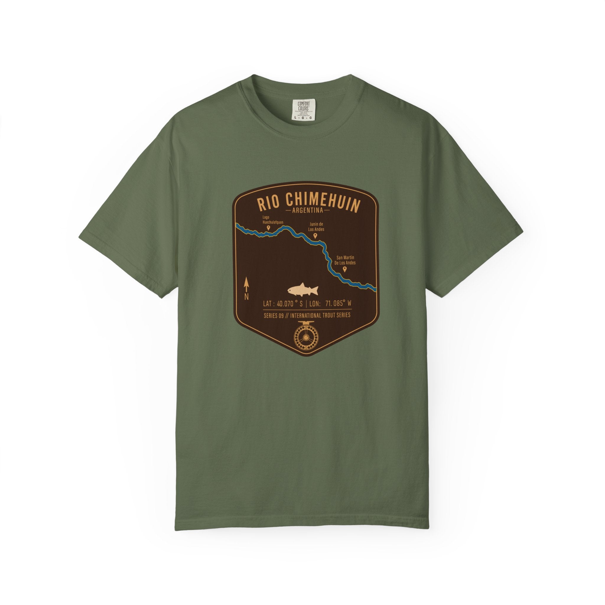 Global Series - Chimehuin River Argentina Fishing Map T-Shirt | River Map, Trout Graphic