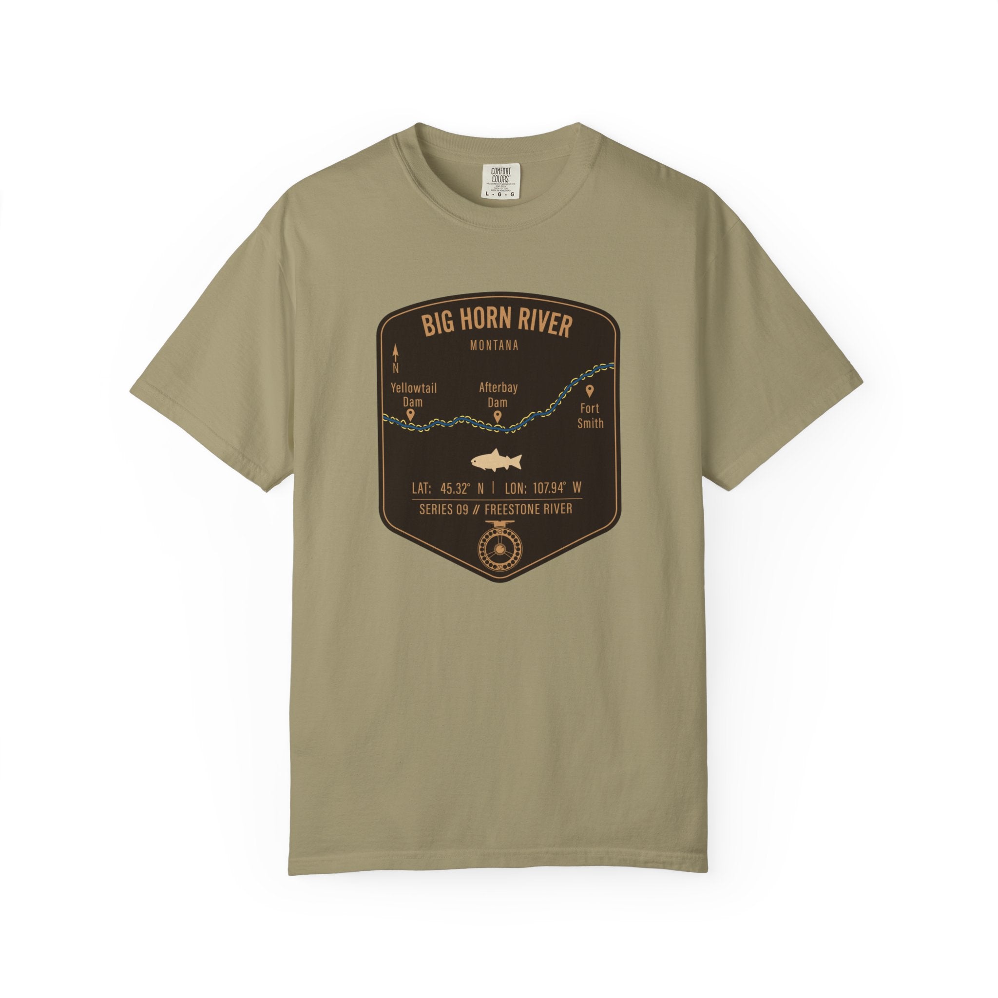 Big Horn River Fishing Map T-Shirt | River Map, Trout Graphic