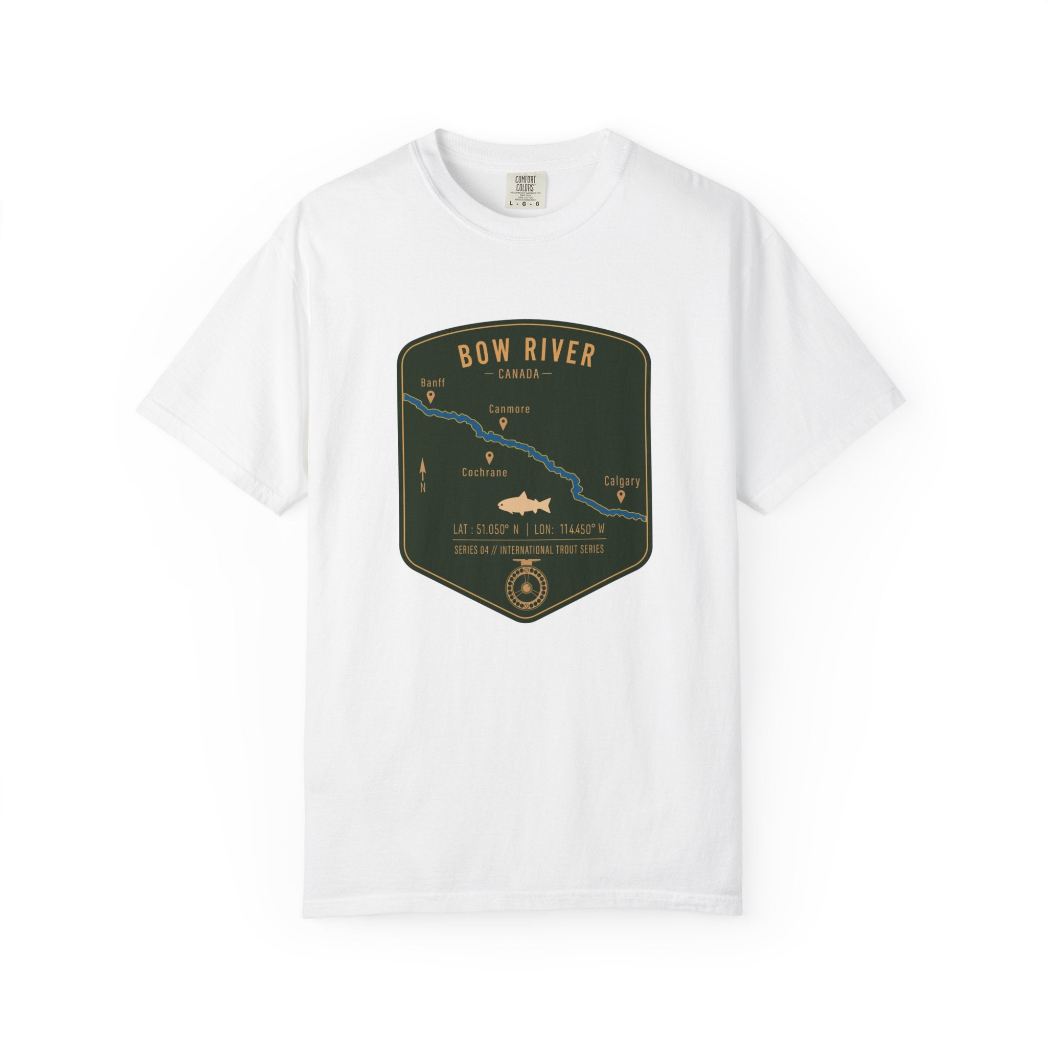 Global Series - Bow River Canada Fishing Map T-Shirt | River Map, Trout Graphic