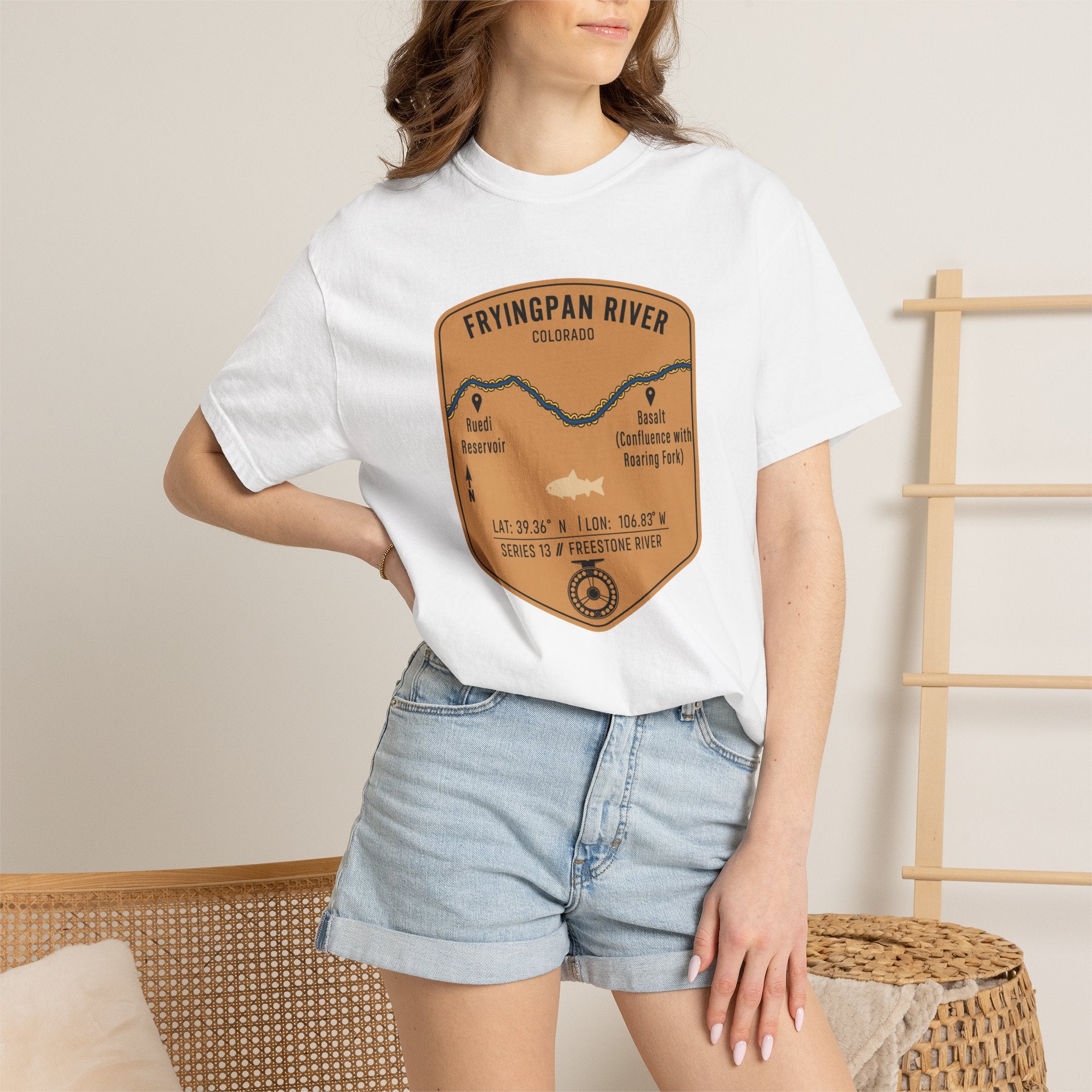 Fryingpan River Fishing Map T-Shirt | River Map, Trout Graphic
