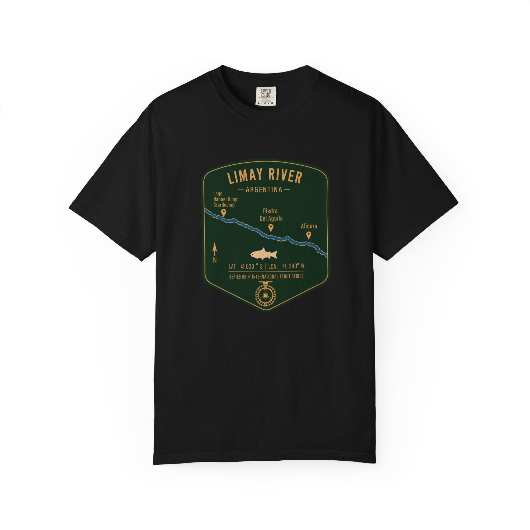 Global Series - Limay River Argentina Fishing Map T-Shirt | River Map, Trout Graphic
