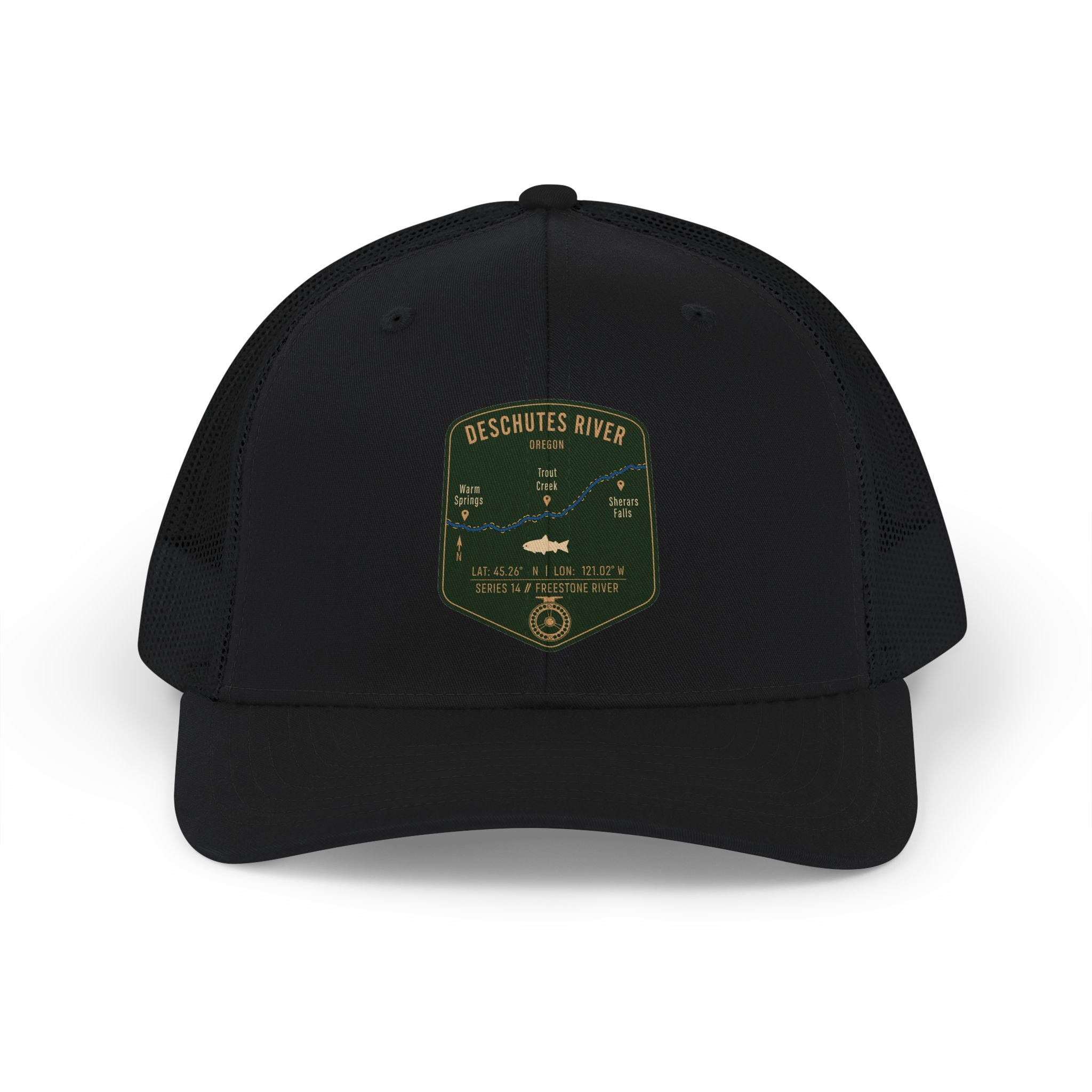 Deschutes River fishing patch Snapback Cap | trout, fly fishing design