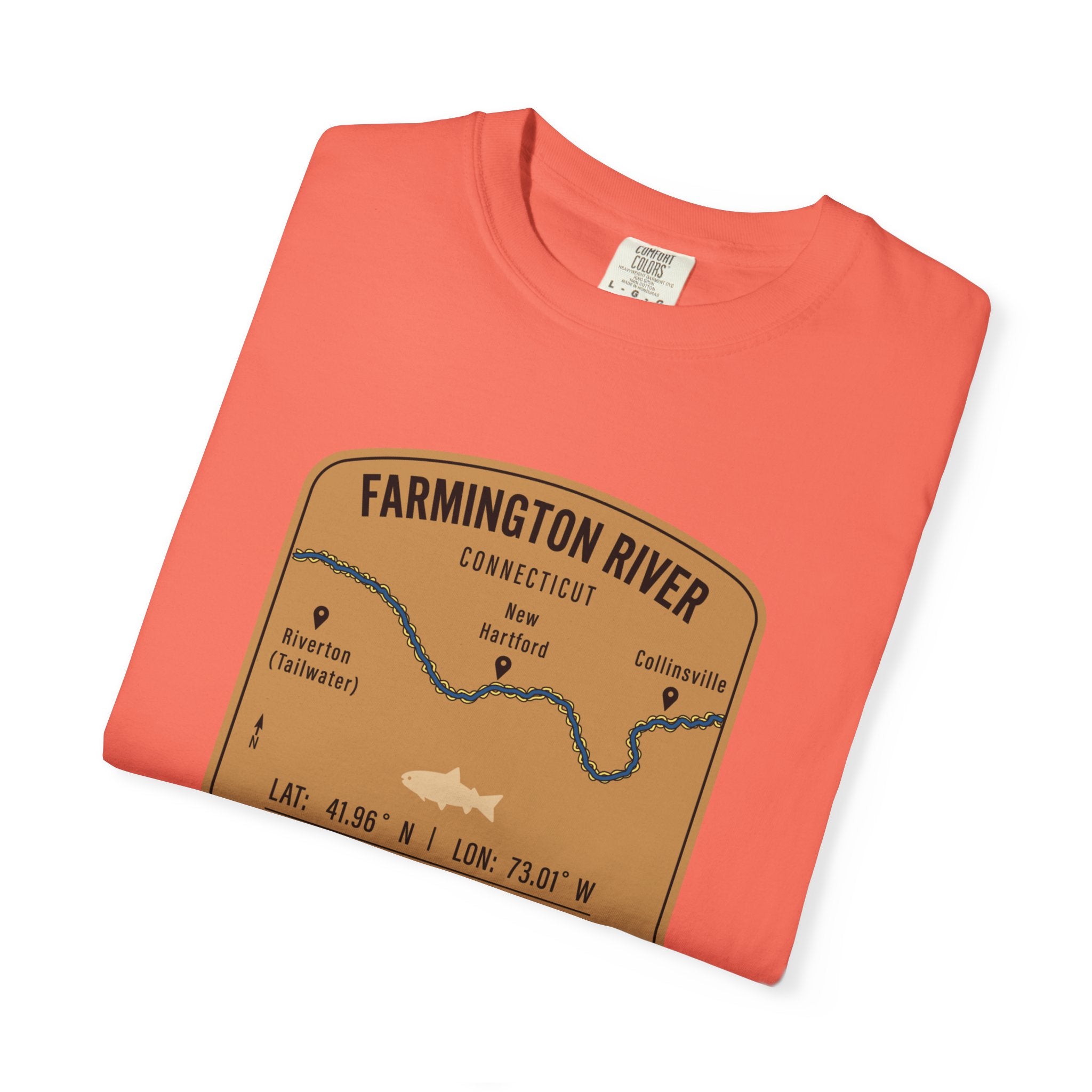Farmington River Fishing Map T-Shirt | River Map, Trout Graphic
