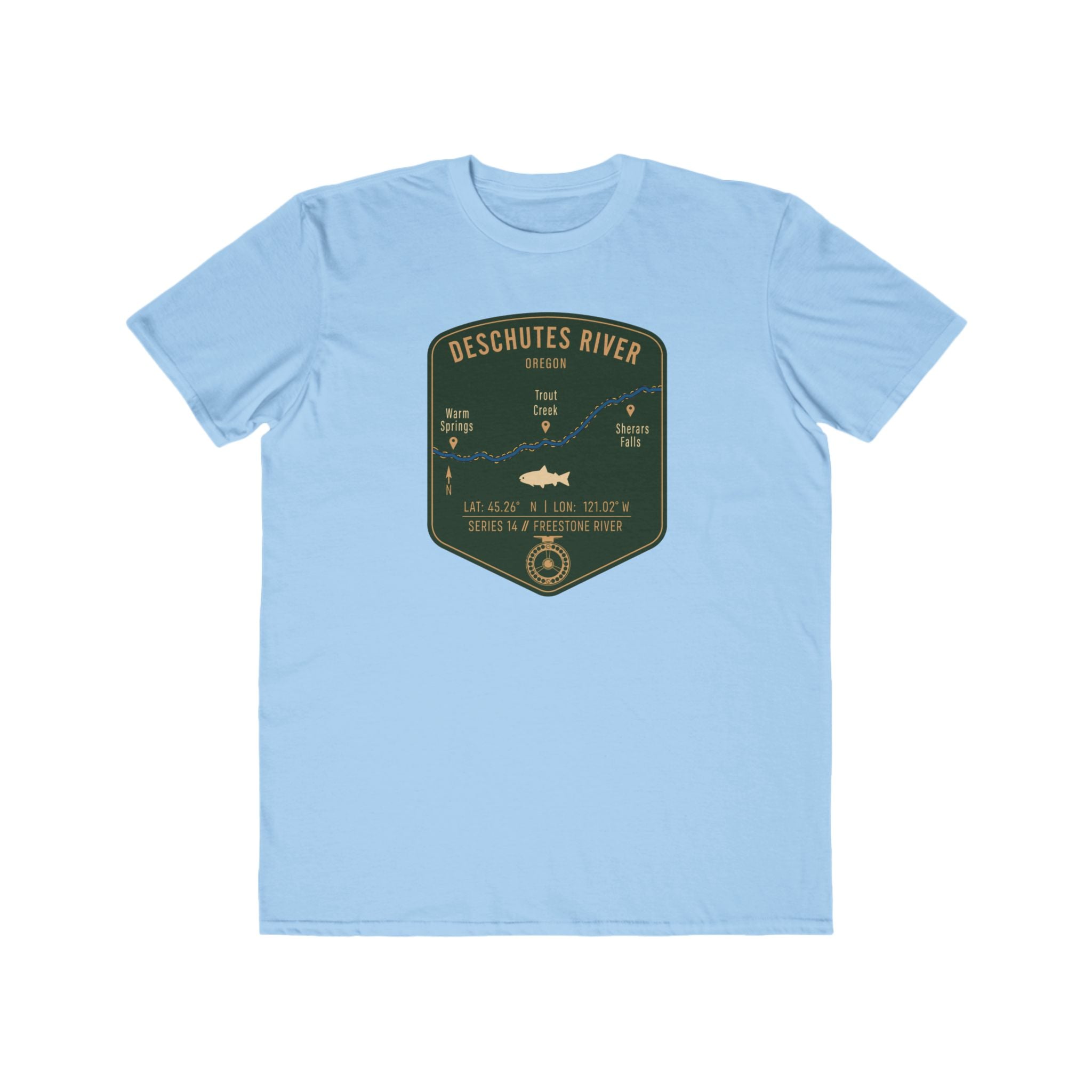 Deschutes River Fishing Patch Tee | Trout Fly Rod Angler Shirt