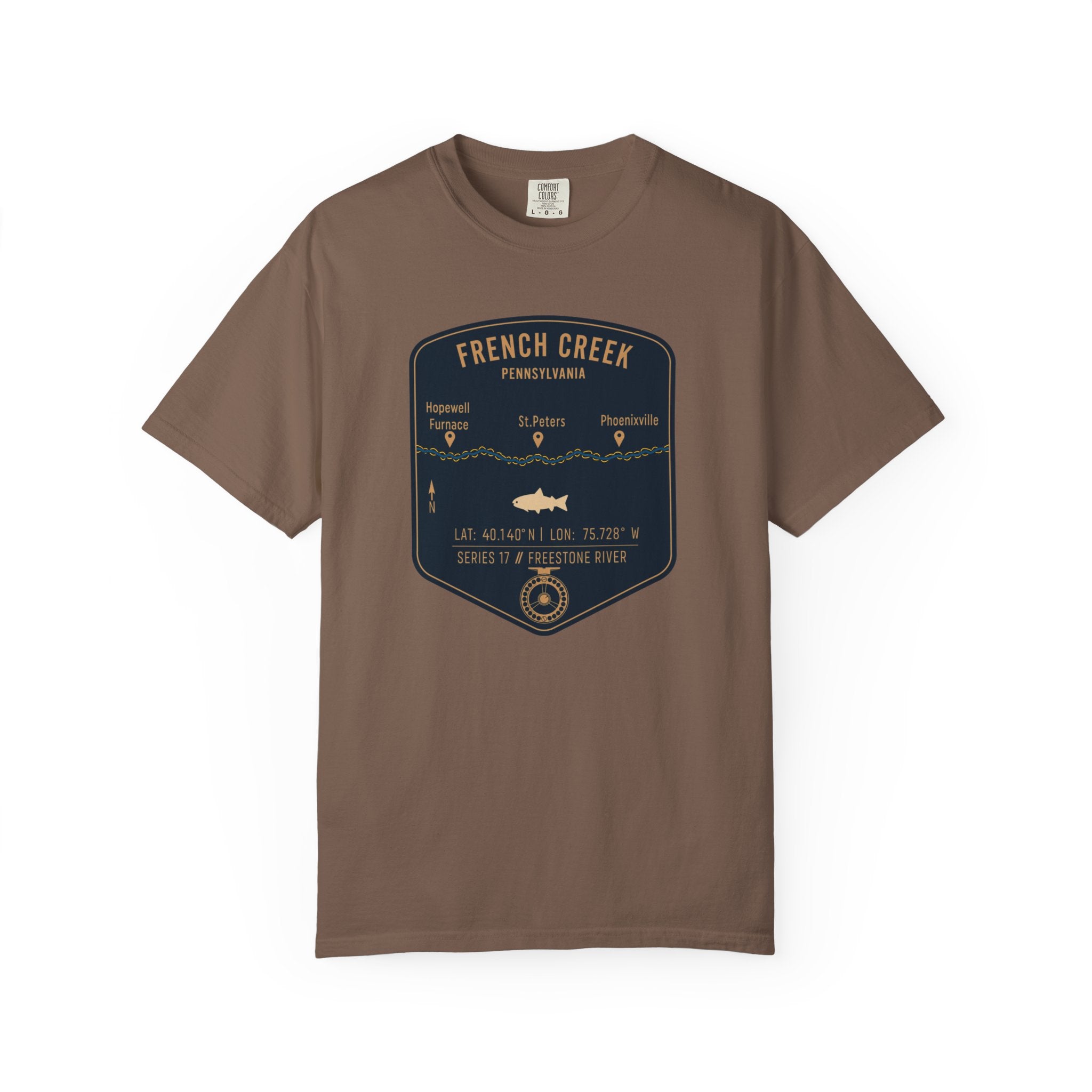 French Creek Fishing Map T-Shirt | River Map, Trout Graphic