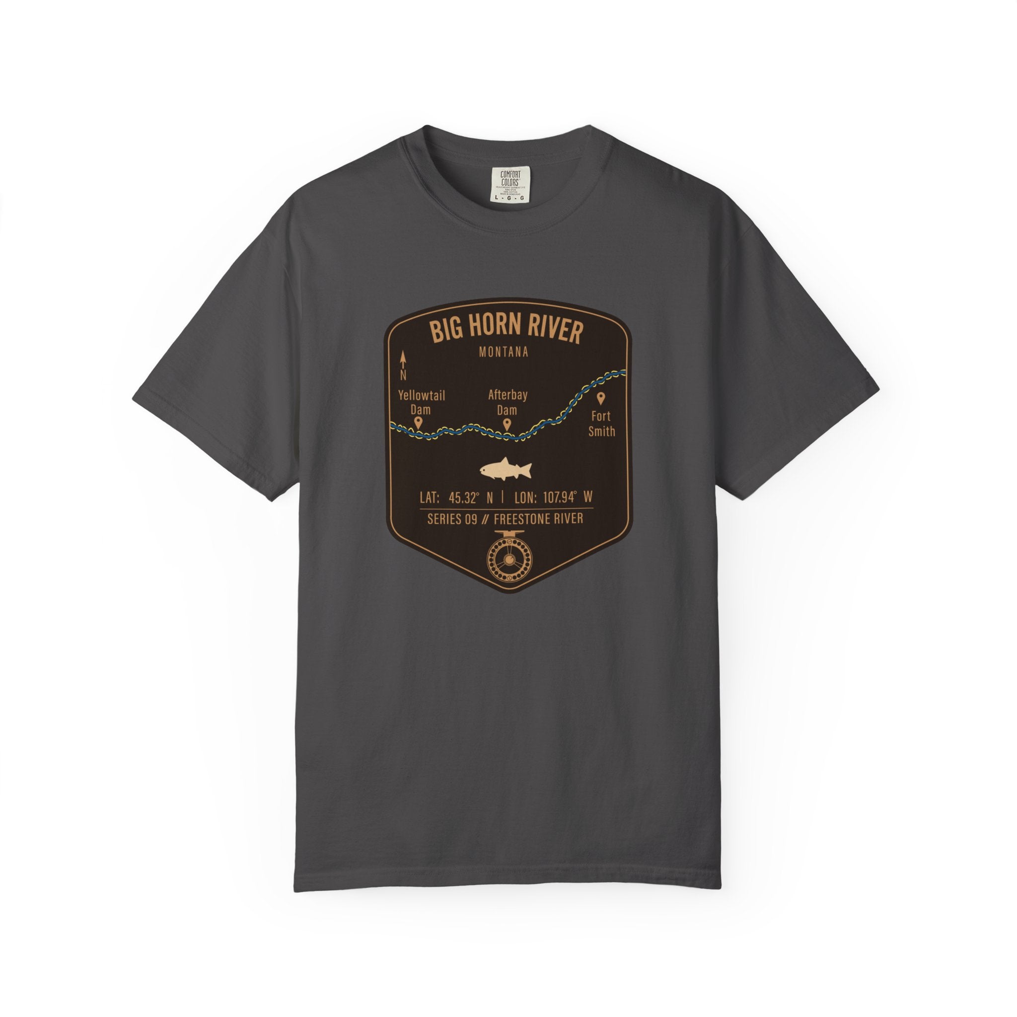 Big Horn River Fishing Map T-Shirt | River Map, Trout Graphic